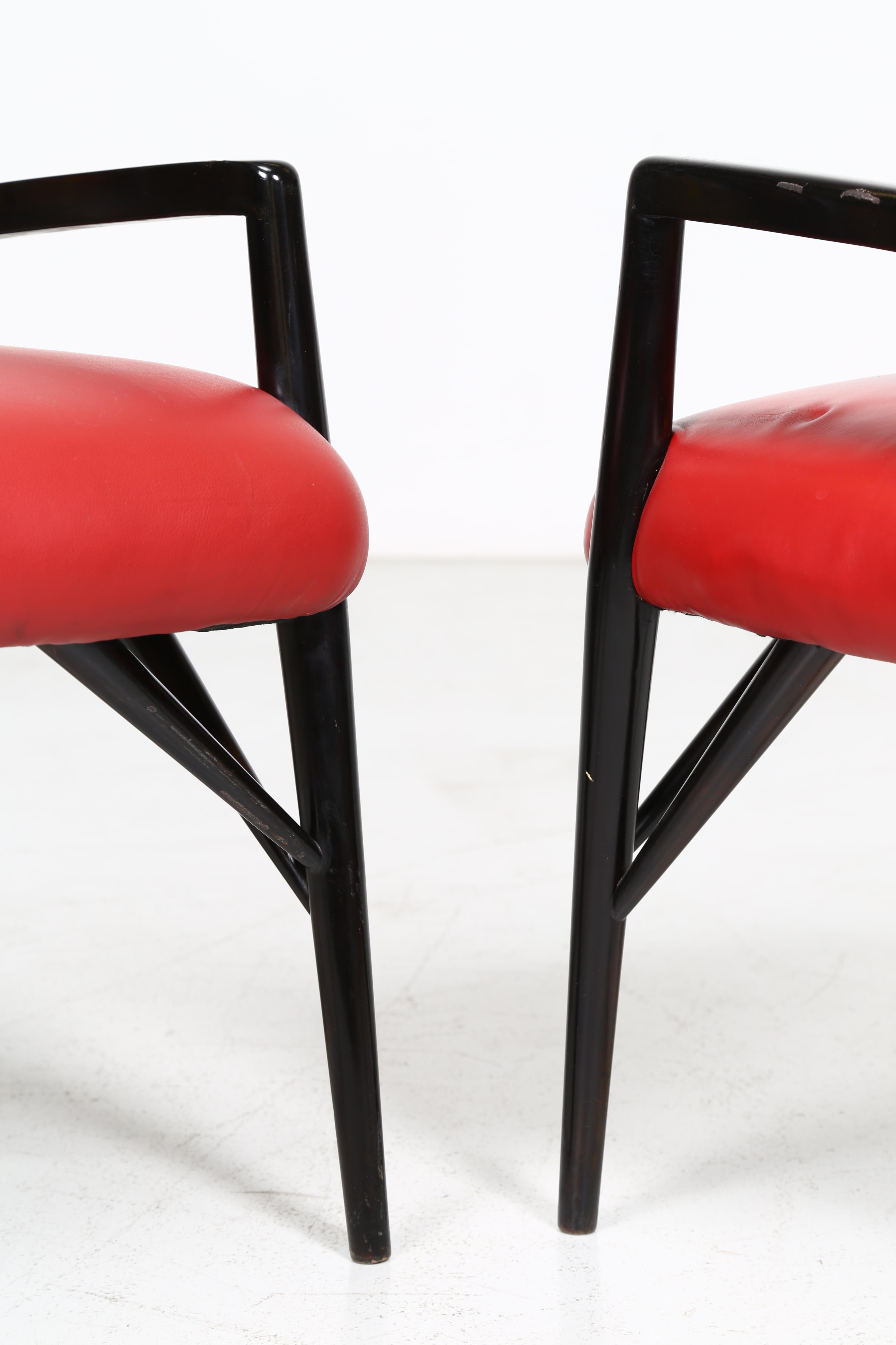 Paul Laszlo Set of Four Chairs in Black Lacquered Wood, 1950s For Sale 3