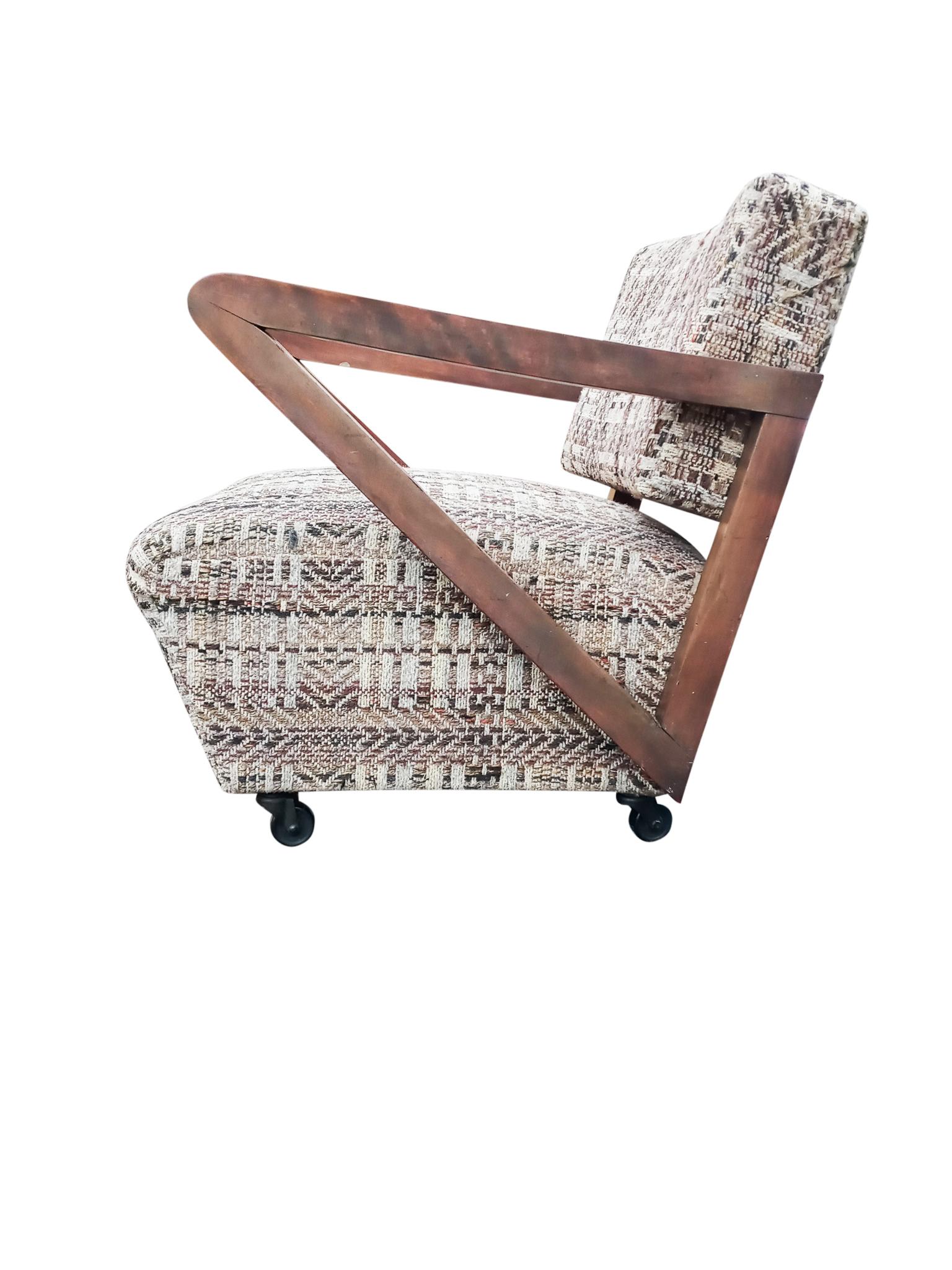 American Paul Laszlo Style Pair Mid-Century Open-Frame Lounge Chairs Constructivist Style