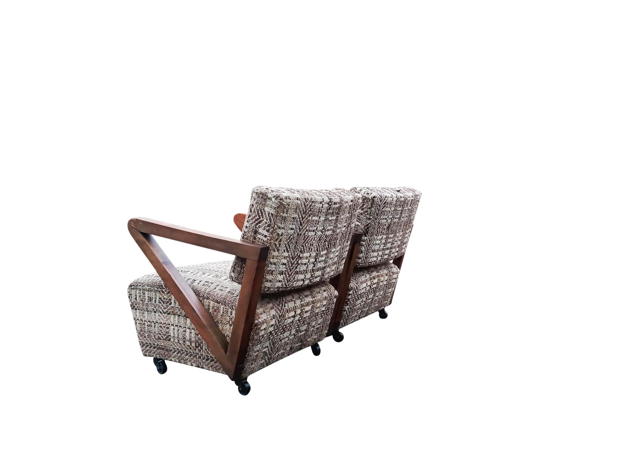 Upholstery Paul Laszlo Style Pair Mid-Century Open-Frame Lounge Chairs Constructivist Style