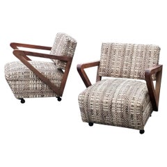 Paul Laszlo Style Pair Mid-Century Open-Frame Lounge Chairs Constructivist Style
