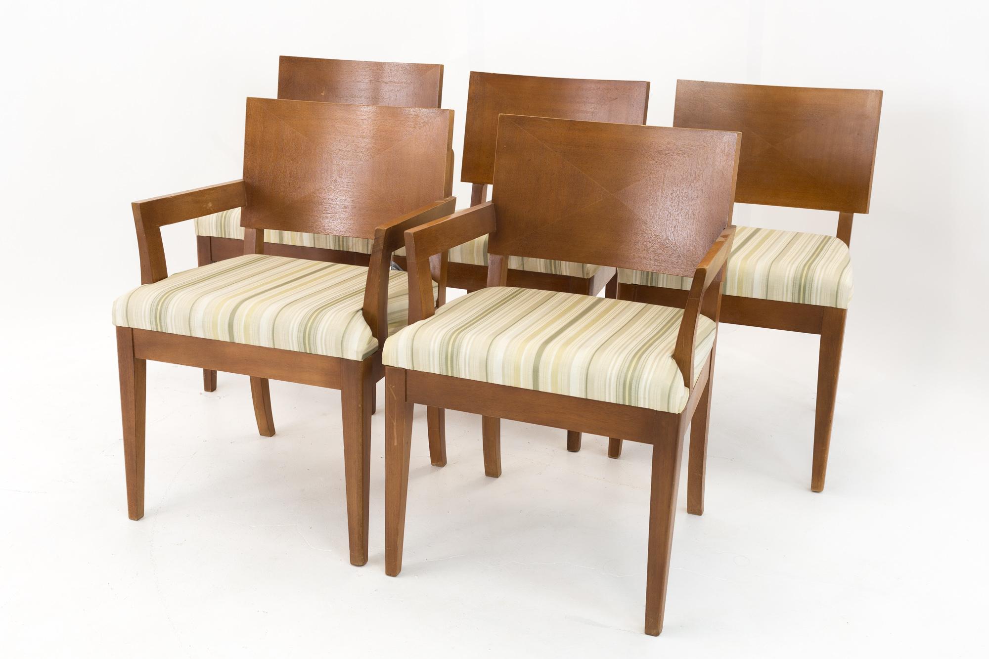Paul Laszlo style Stewartstown furniture mid century dining chairs - set of 5
Each chair measures 20 wide x 20.75 deep x 31.5 inches high with an arm height of 25.5 inches and a seat height of 19.25 inches

All pieces of furniture can be had in
