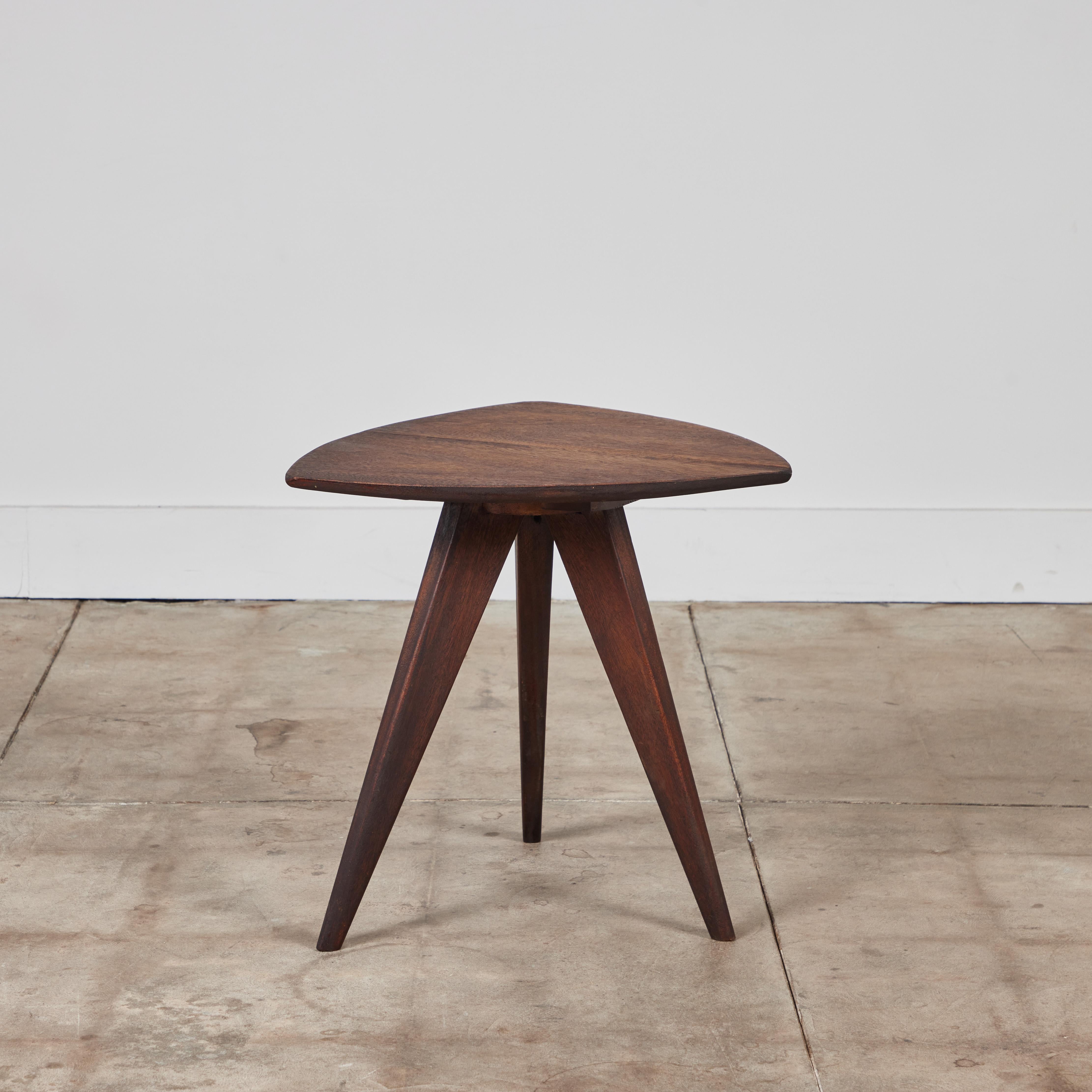 Mid-Century Modern Paul Laszlo Triangular Mahogany Side Table for Glenn of California For Sale