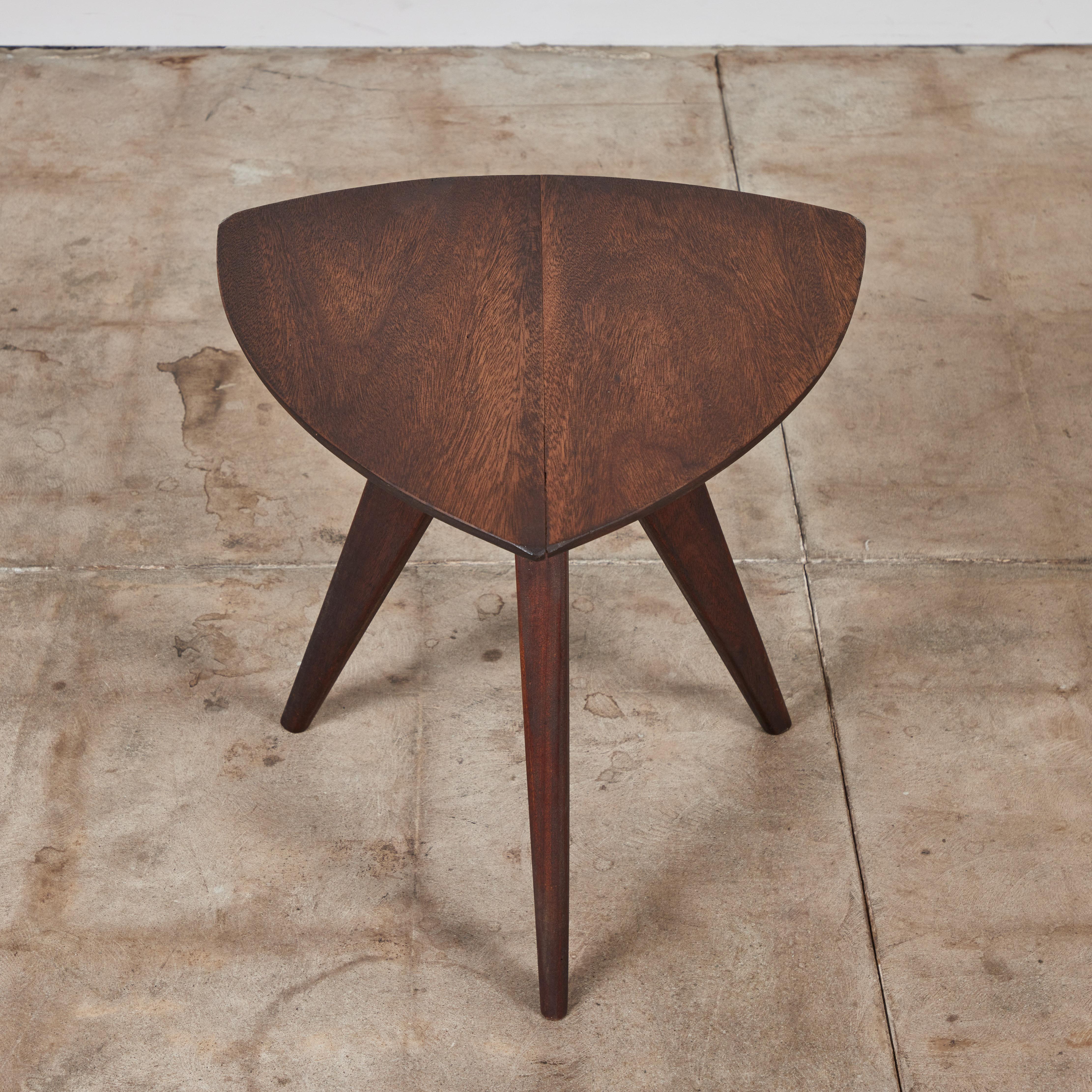 Mid-20th Century Paul Laszlo Triangular Mahogany Side Table for Glenn of California For Sale