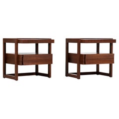 Paul Laszlo Two-Tier Mahogany Night Stands for Brown Saltman