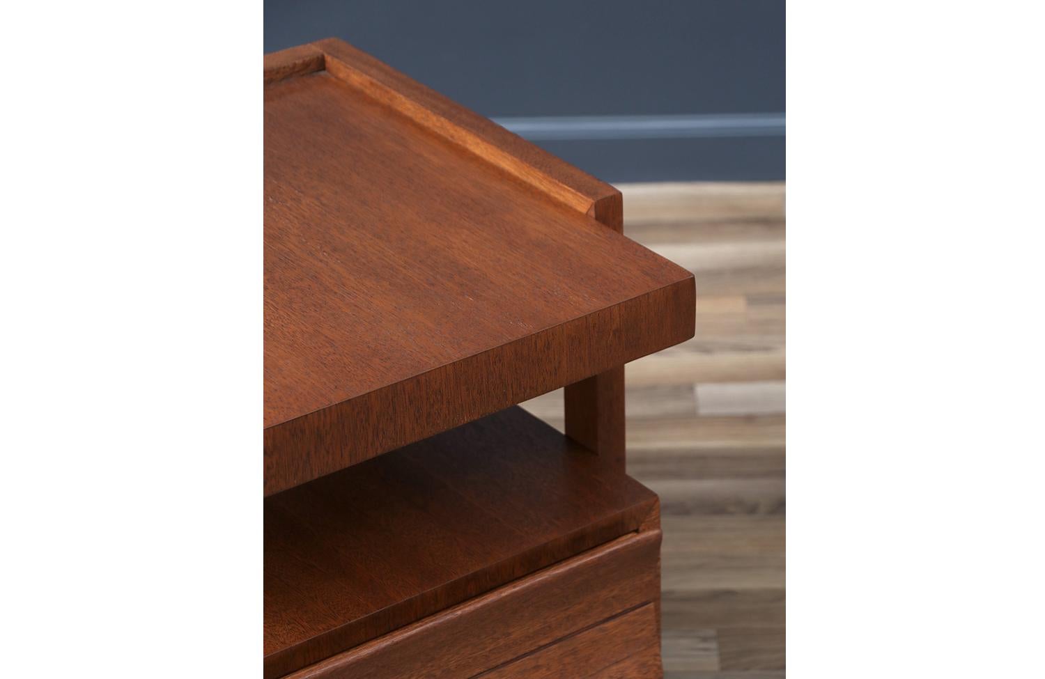 Mid-20th Century Expertly Restored - Paul Laszlo Two-Tier Night Stand for Brown Saltman For Sale