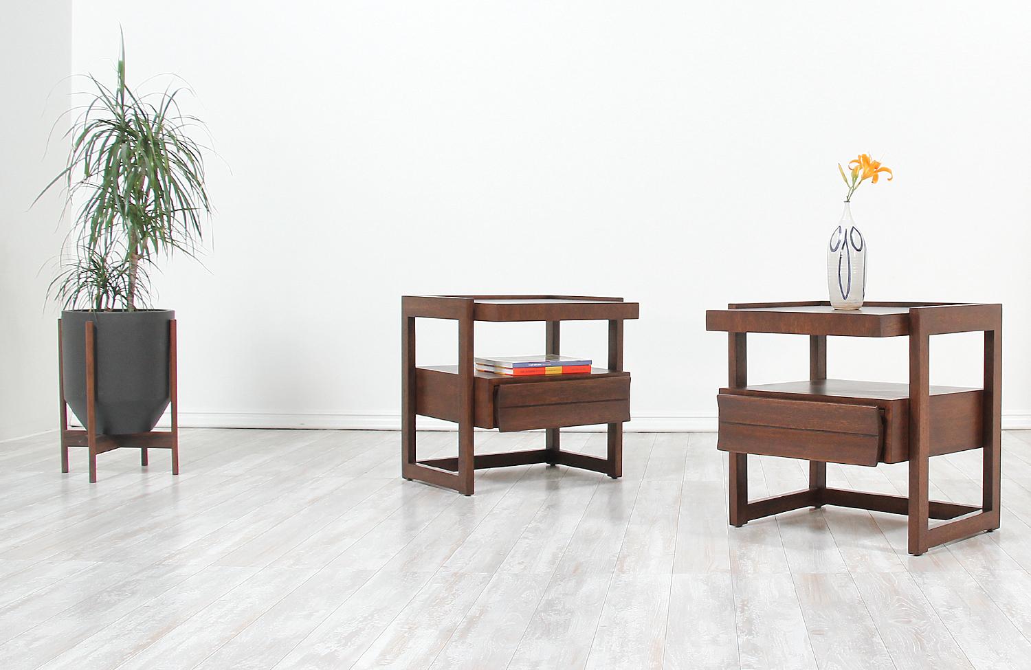 American Paul Laszlo Two-Tier Night Stands for Brown Saltman