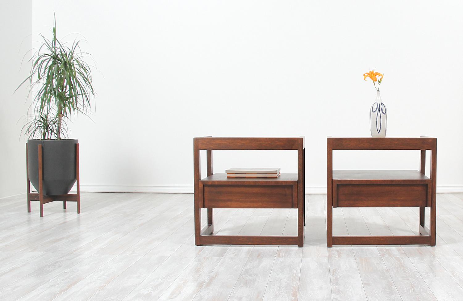 Mid-20th Century Paul Laszlo Two-Tier Night Stands for Brown Saltman