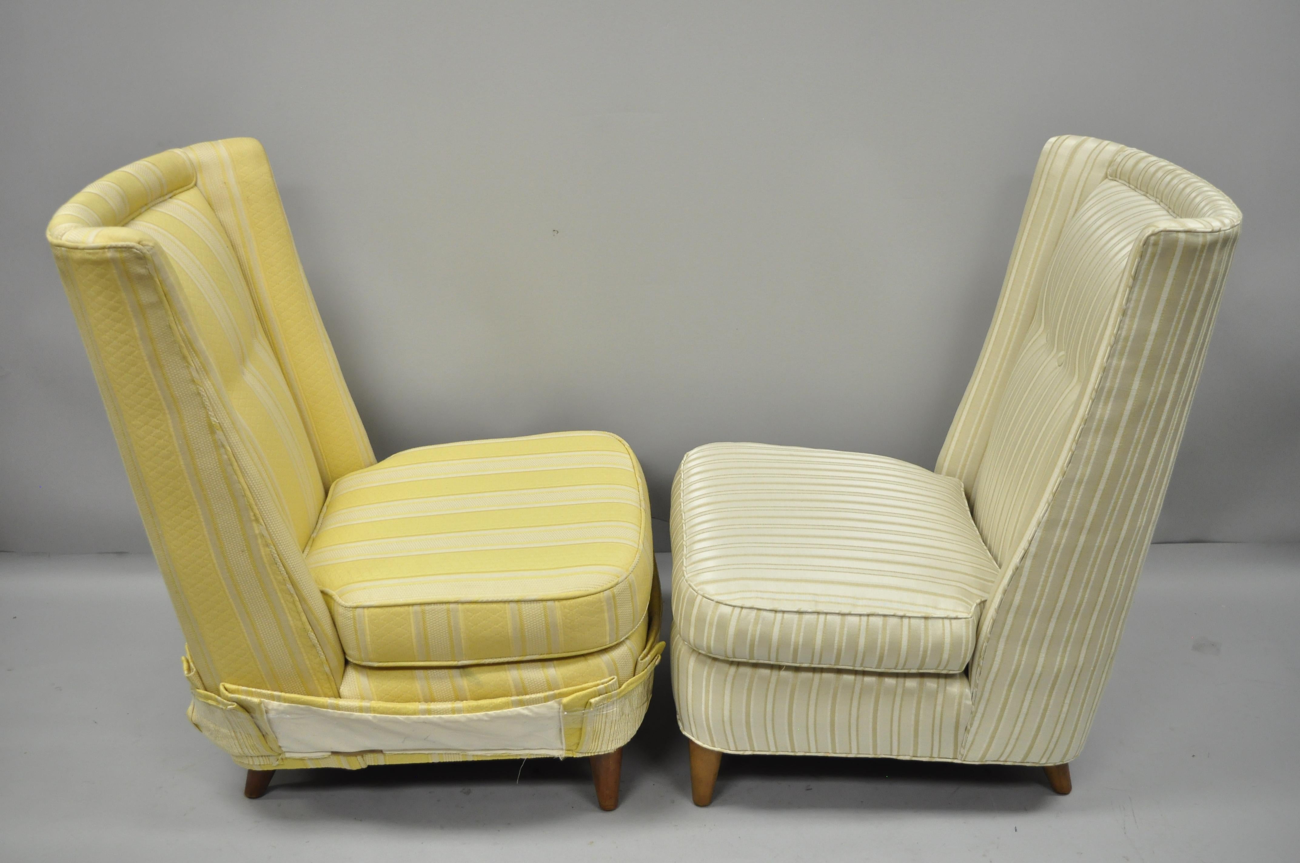 American Paul Laszlo Upholstered Slipper Lounge Chair Barrel Back a Pair For Sale