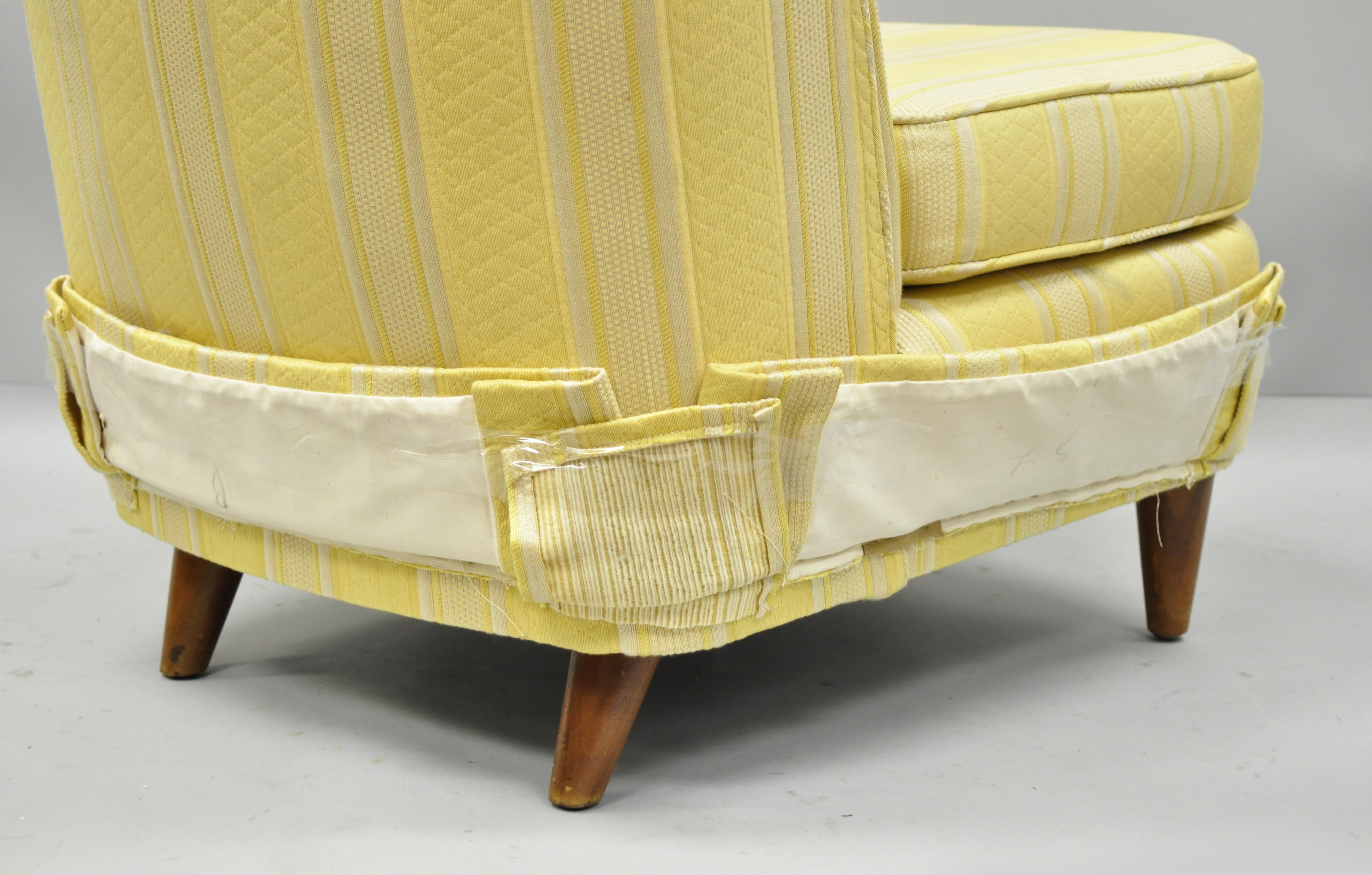 Fabric Paul Laszlo Upholstered Slipper Lounge Chair Barrel Back For Sale