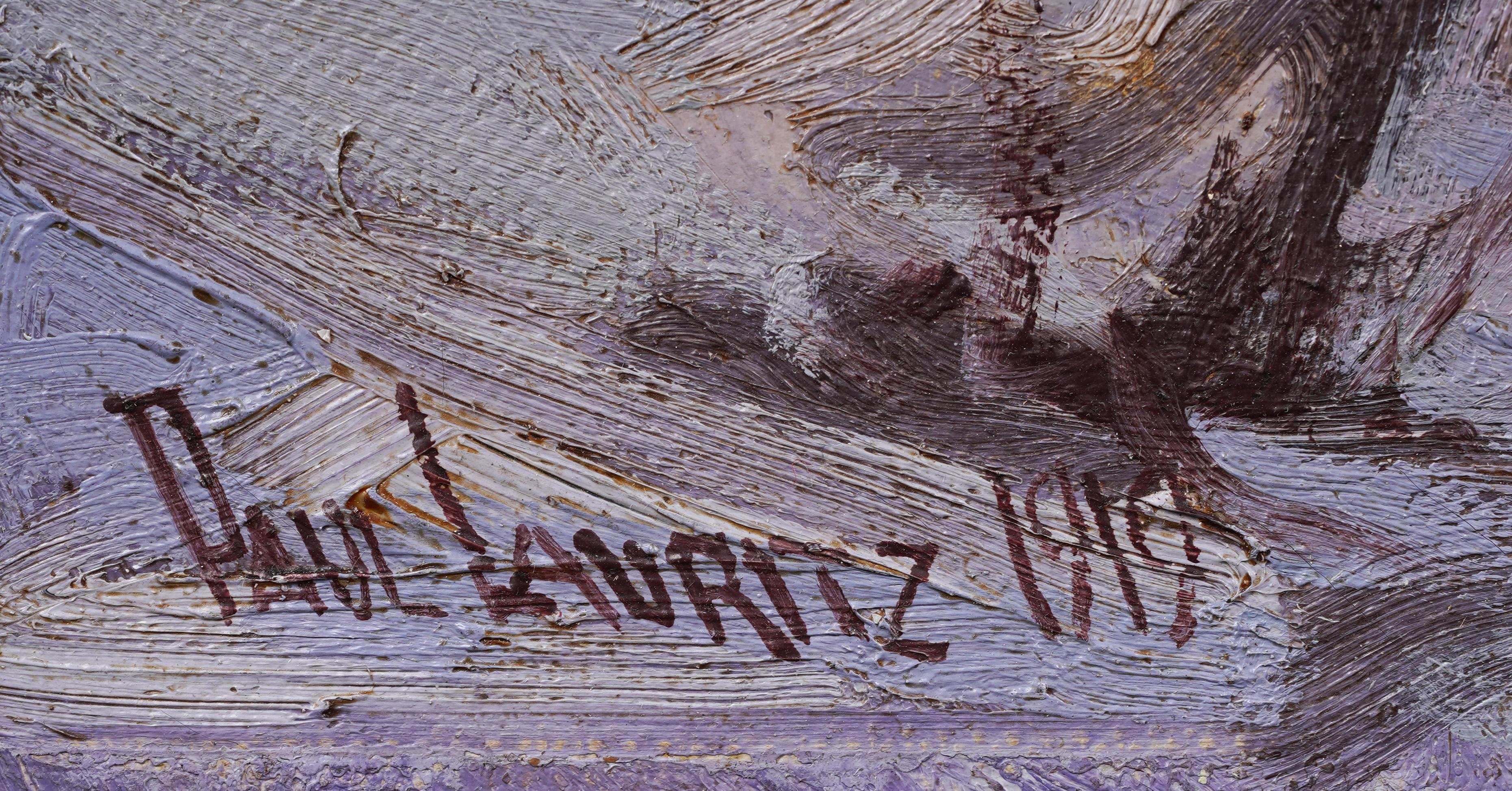 Antico dipinto ad olio con cornice dell'impressionista americano Alaskan Winter Landscape in vendita 2