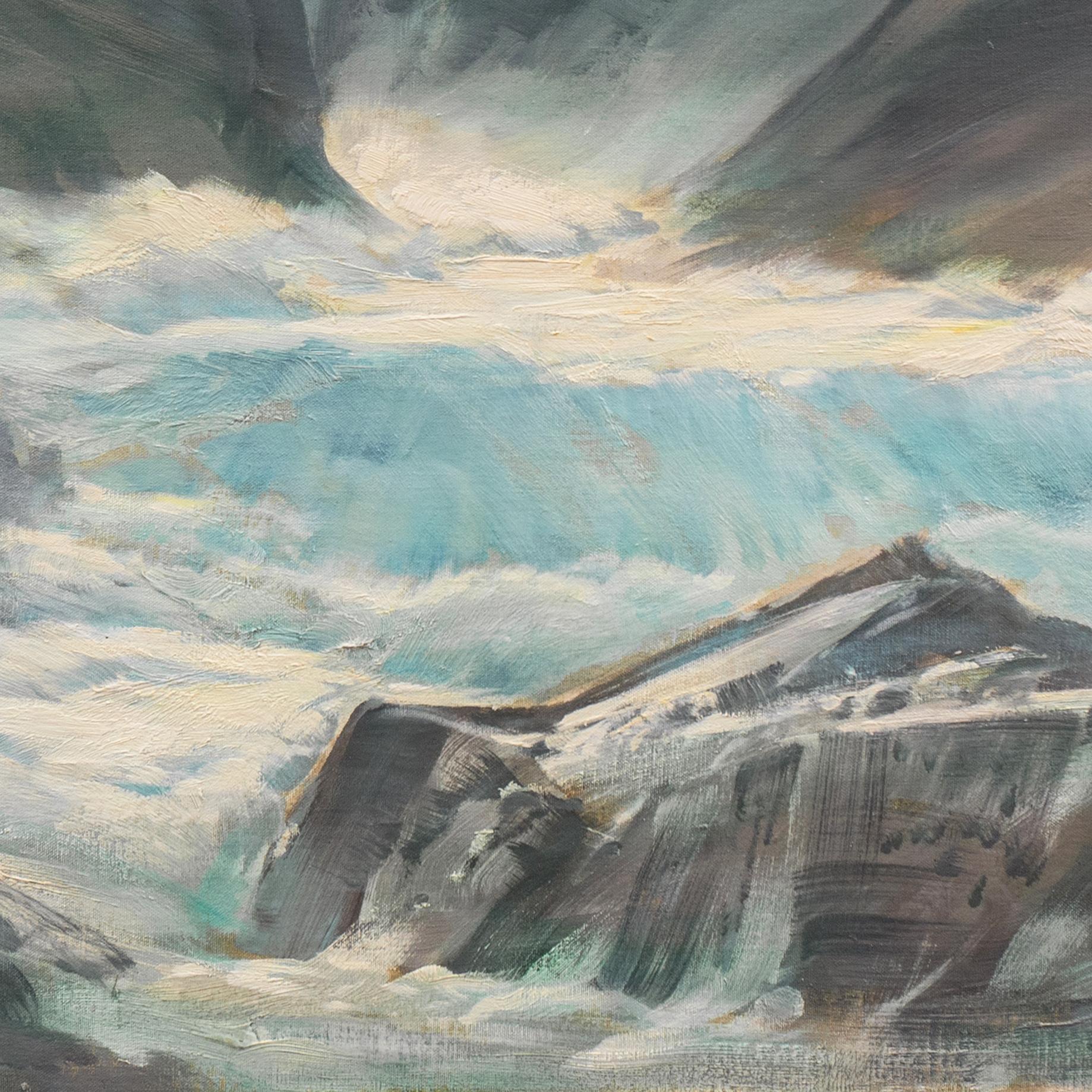 'Spring Rapids', Cascades, California Art Club, AGA, Vose Galleries, Who Was Who - Landscape Painting Grigio di Paul Lauritz