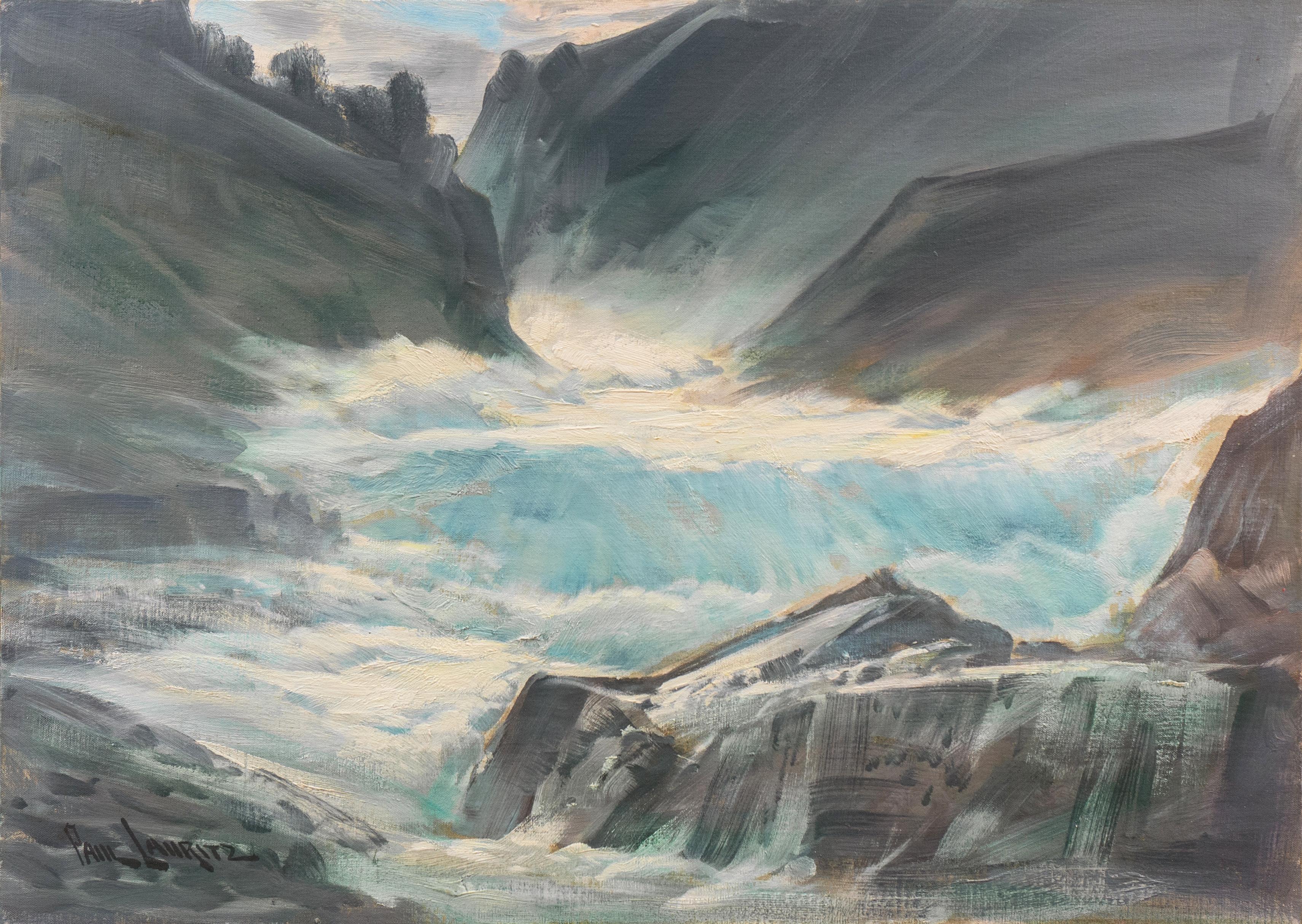 Landscape Painting di Paul Lauritz - 'Spring Rapids', Cascades, California Art Club, AGA, Vose Galleries, Who Was Who