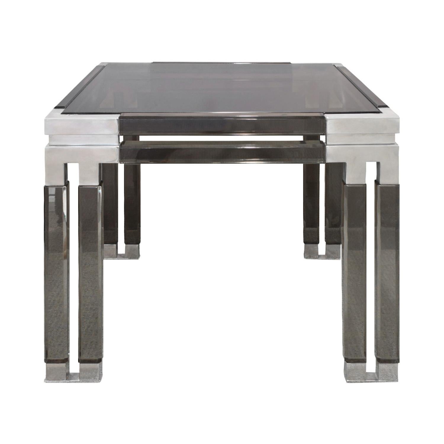 Paul Laszlo Chic Side Table in Smoke Lucite and Chrome, 1983