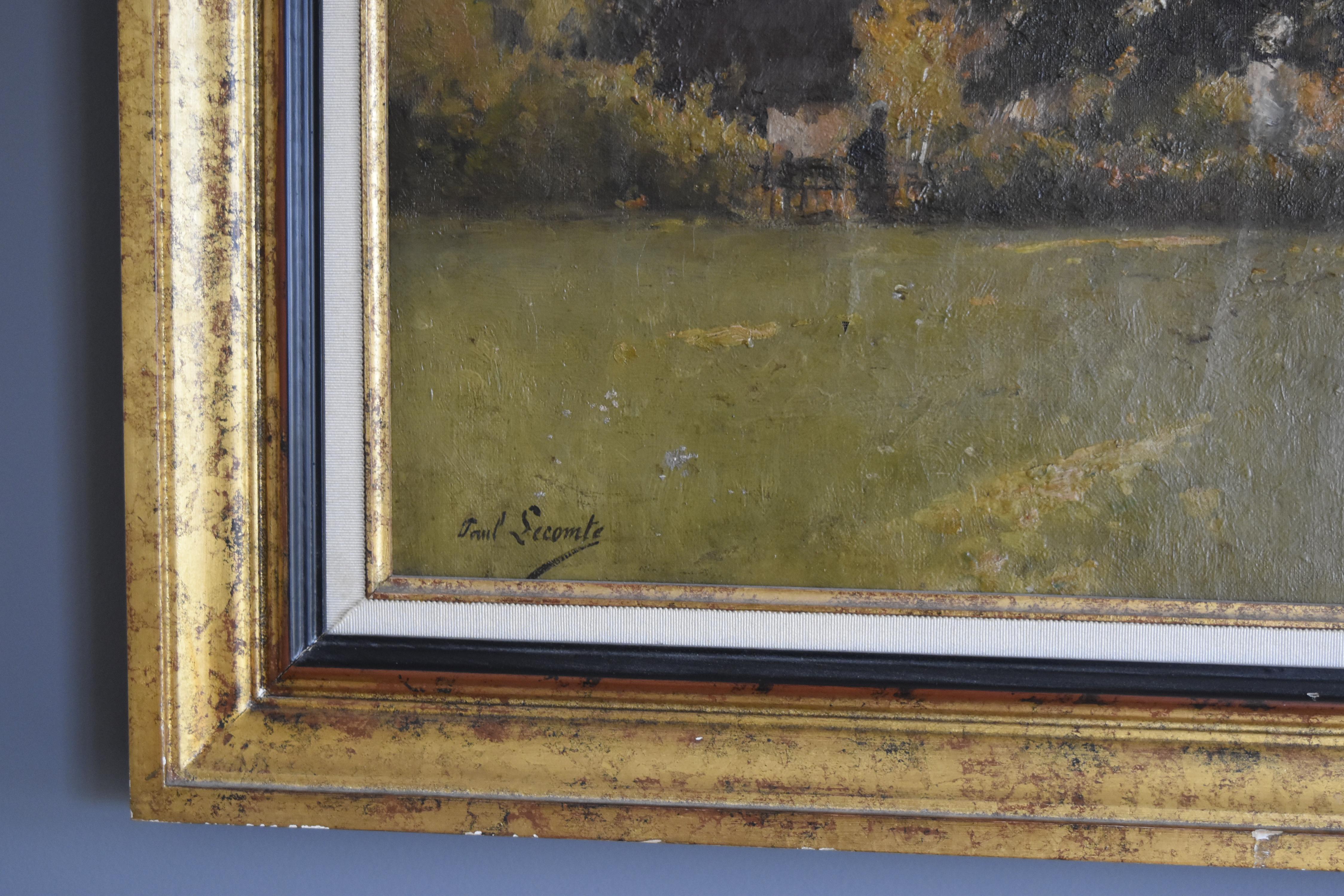 Paul Lecomte (1842-1920)
A Landscape with a Farm in the Sunset,
Oil on canvas
signed on the lower left
54 x 64 cm
In quite good condition but the canvas is a little bit loose, which affects a little bit the painting layer (please see pictures)
A