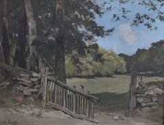 Paul Lecomte (1842-1920) Golf Players in the countryside, Oil on panel, signed