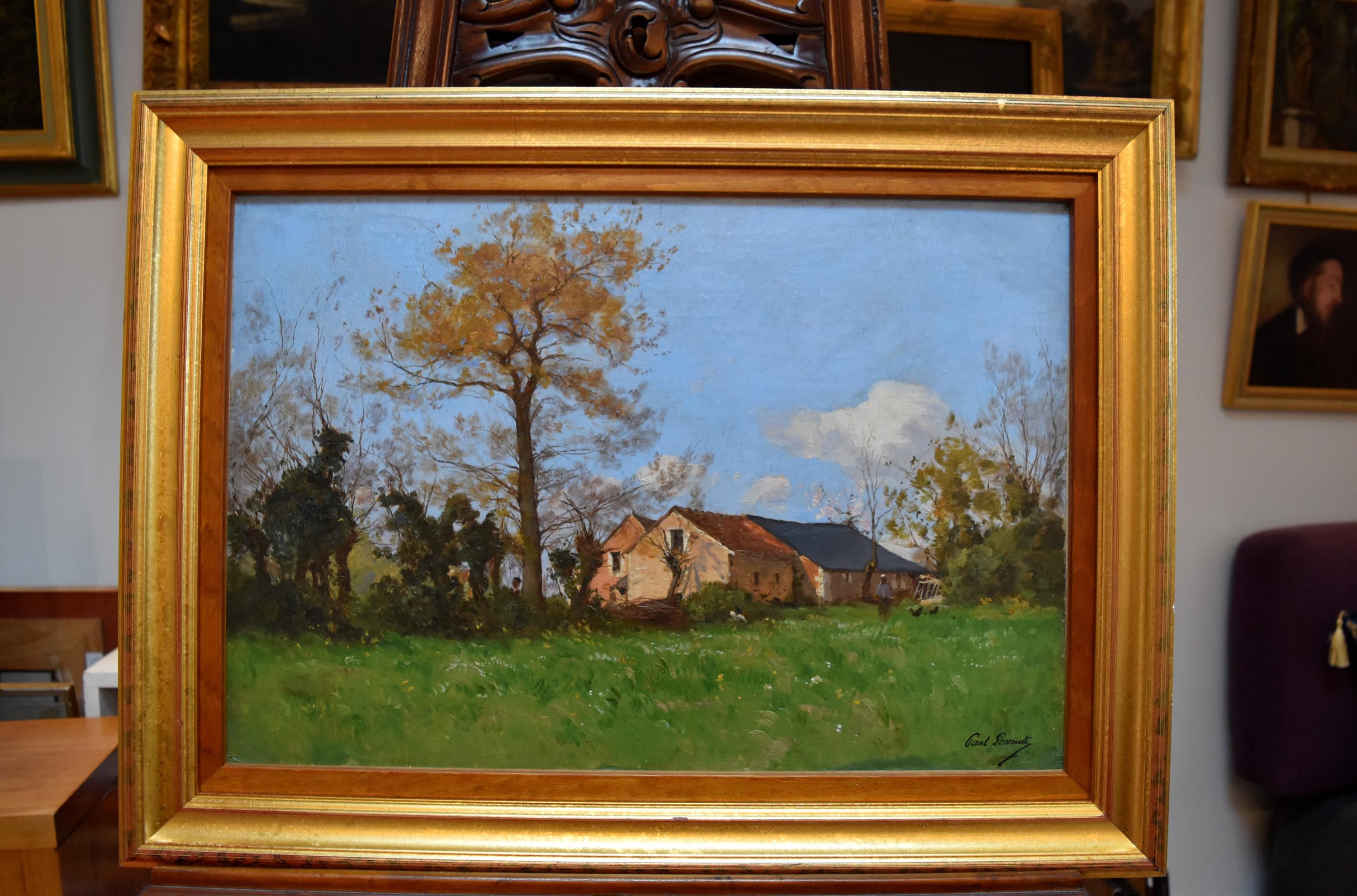 Paul Lecomte (1842-1920) La Ferme du Pr, Öl auf Leinwand im Angebot 1