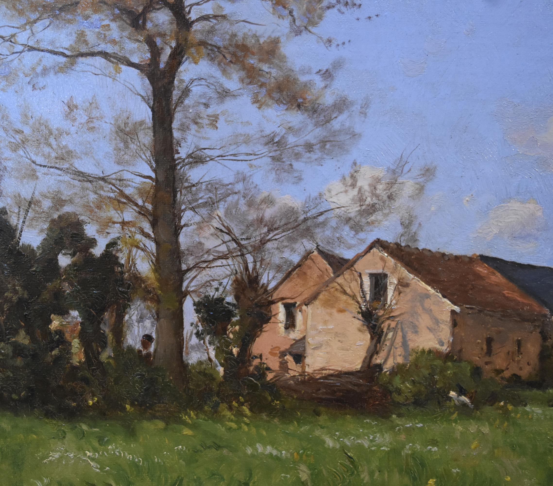 Paul Lecomte (1842-1920) La Ferme du Pré, Oil on canvas For Sale 2