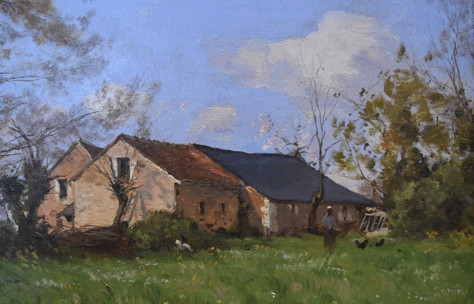 Paul Lecomte (1842-1920) La Ferme du Pr, Öl auf Leinwand im Angebot 3