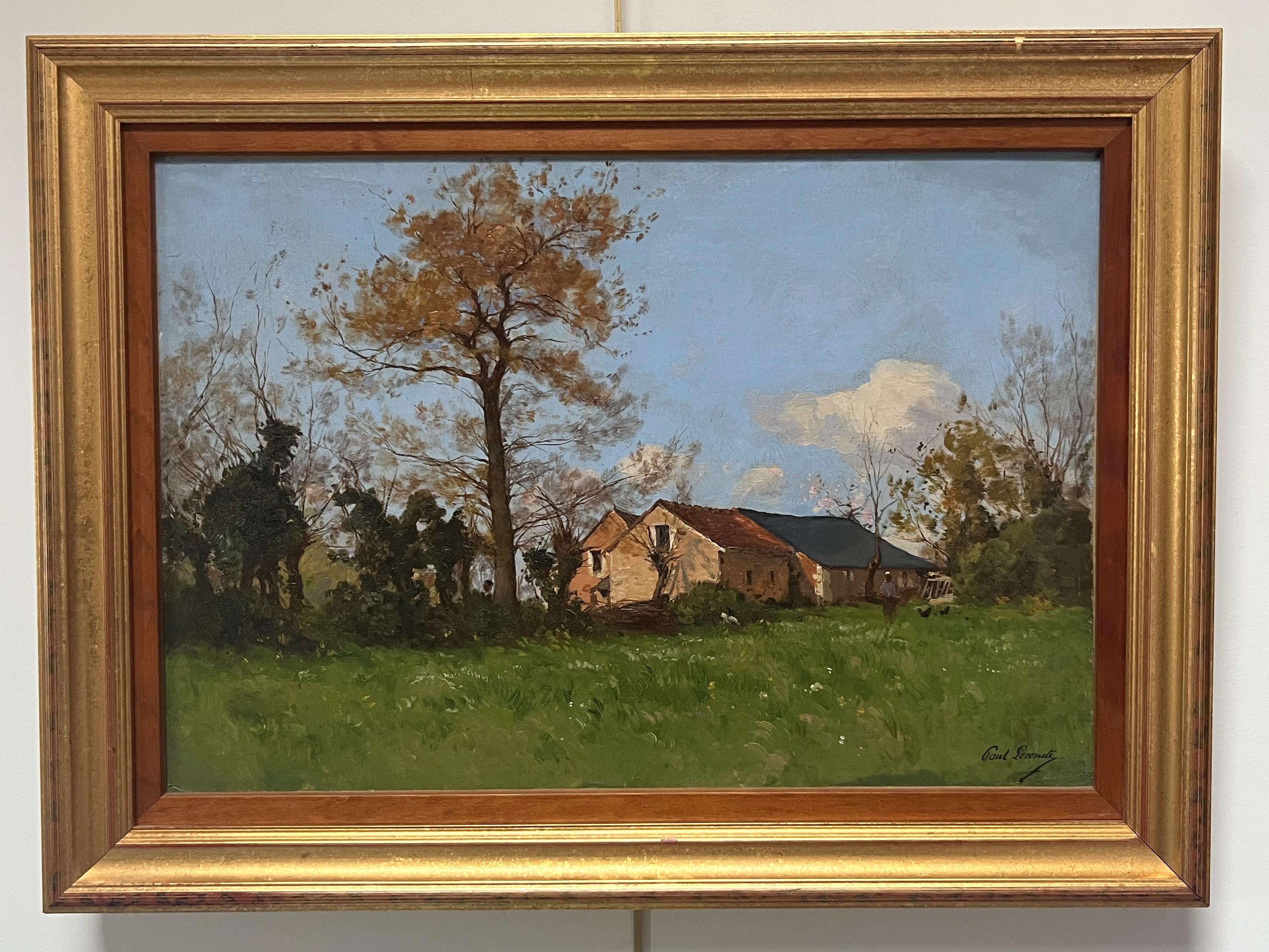 Paul Lecomte (1842-1920) La Ferme du Pré, Oil on canvas For Sale 1