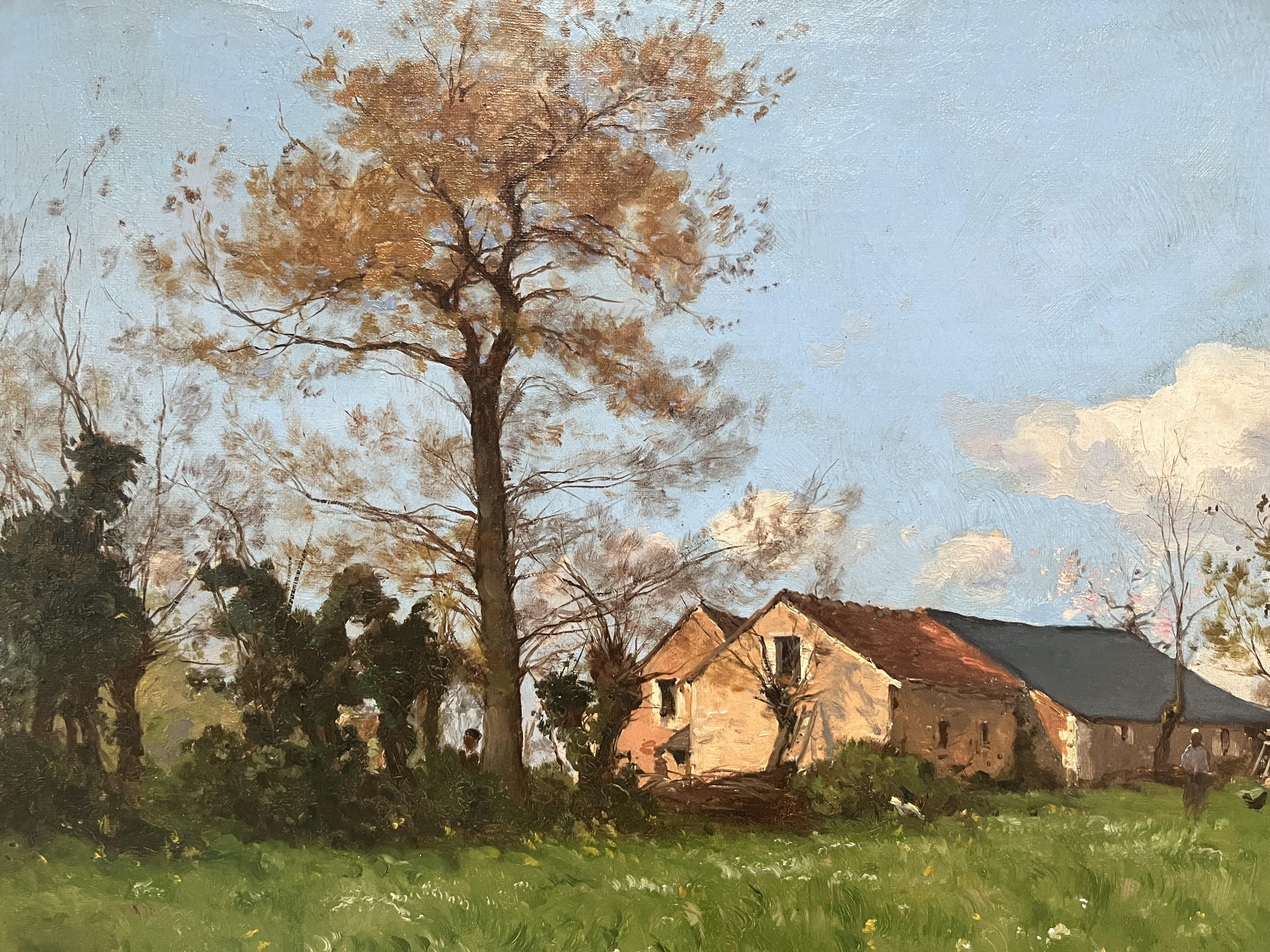 Paul Lecomte (1842-1920) La Ferme du Pré, Oil on canvas For Sale 2