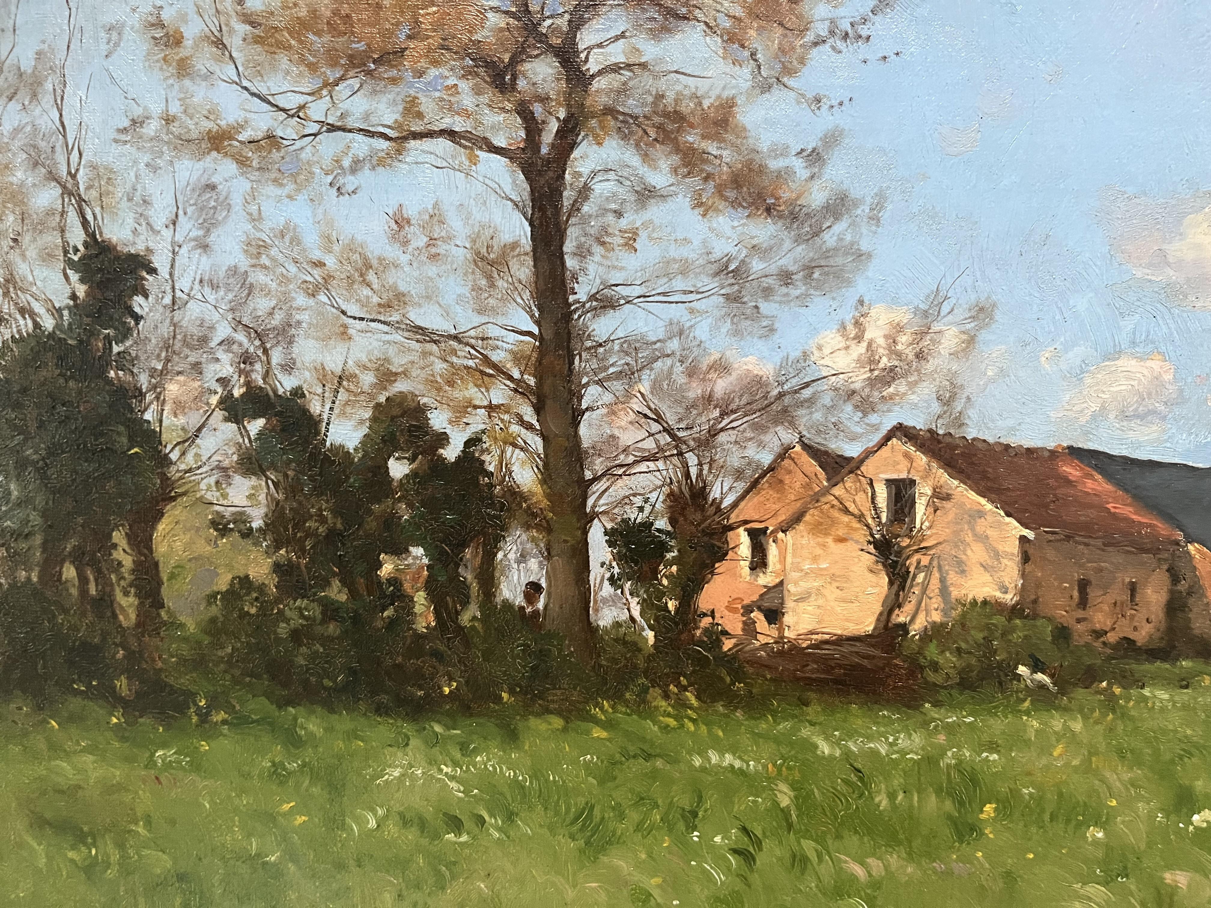 Paul Lecomte (1842-1920) La Ferme du Pré, Oil on canvas For Sale 3