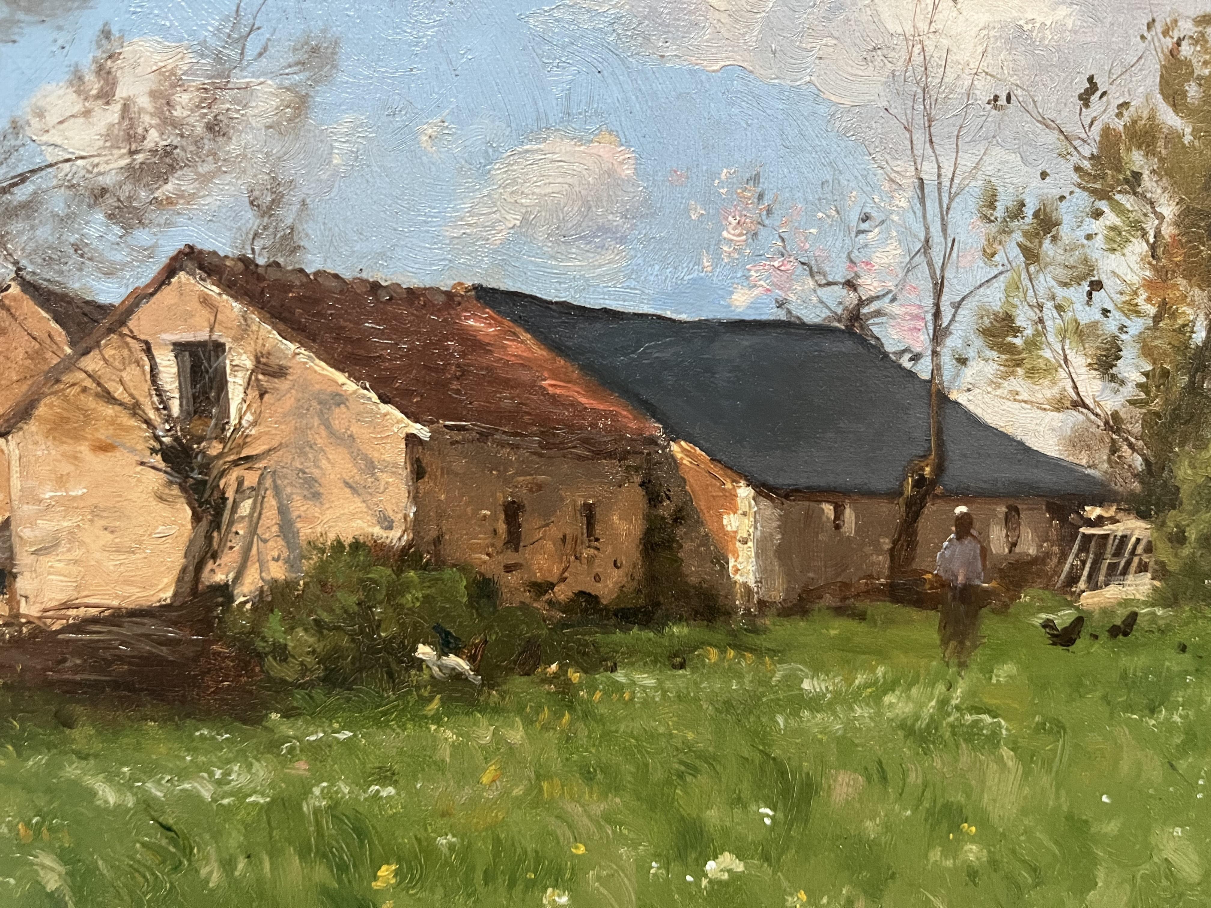 Paul Lecomte (1842-1920) La Ferme du Pré, Oil on canvas For Sale 4