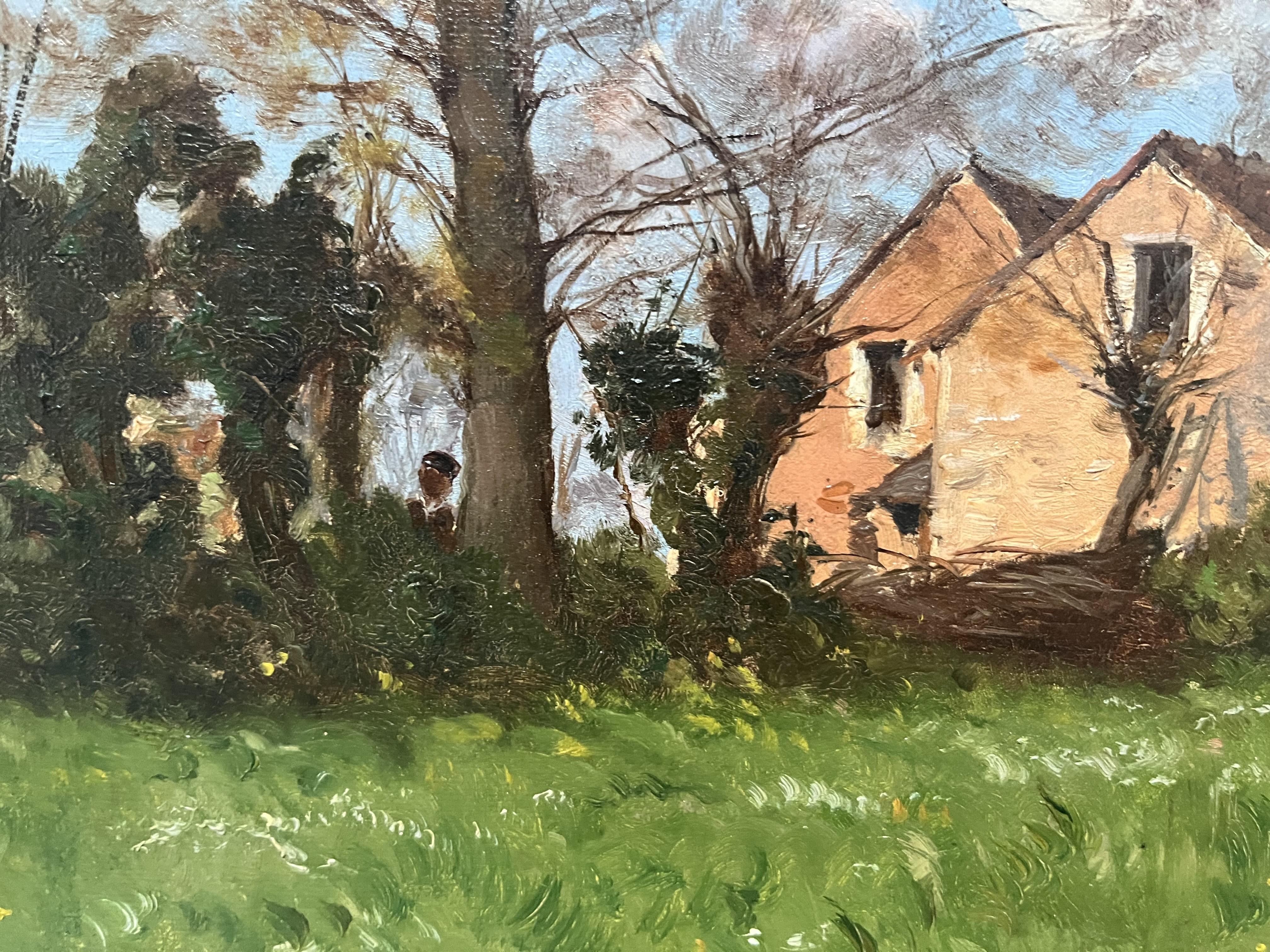 Paul Lecomte (1842-1920) La Ferme du Pré, Oil on canvas For Sale 5