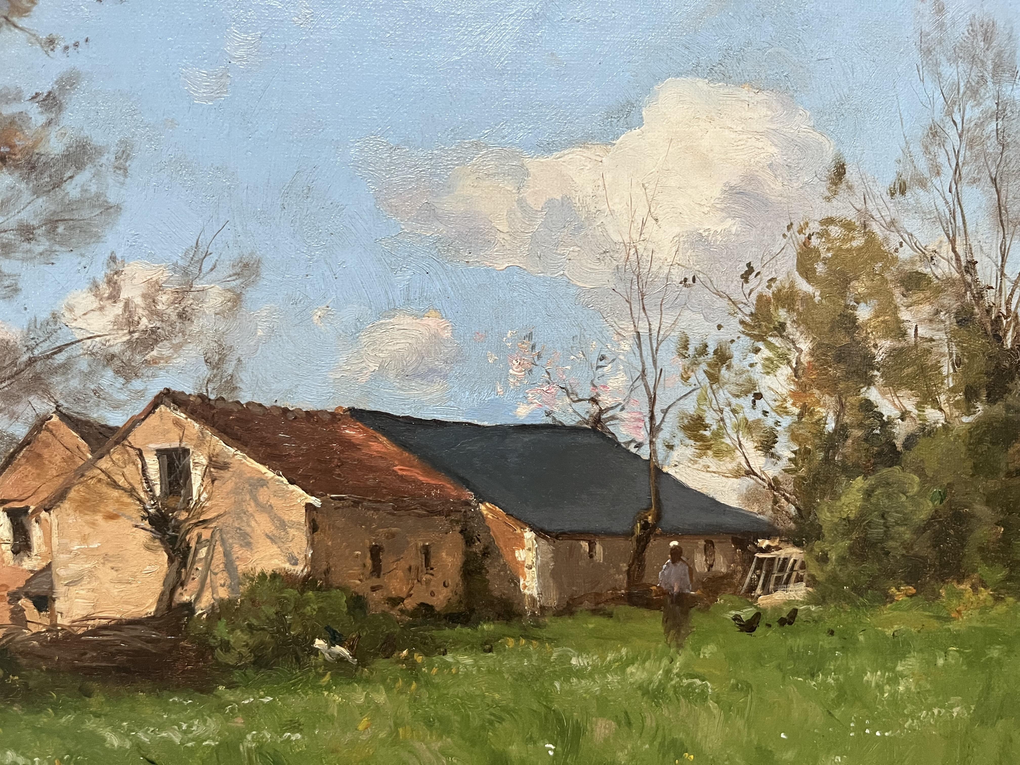 Paul Lecomte (1842-1920) La Ferme du Pré, Oil on canvas For Sale 6