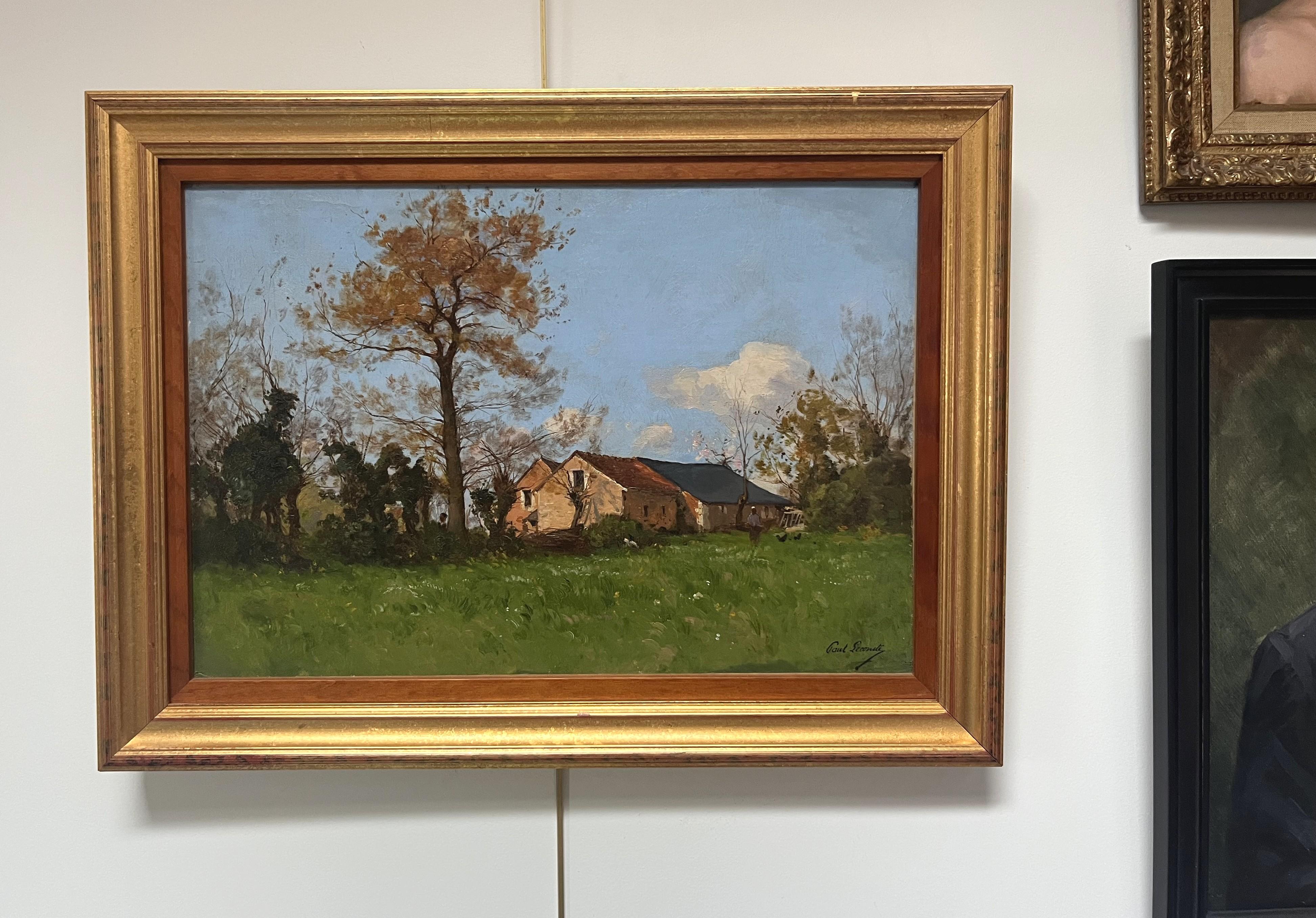 Paul Lecomte (1842-1920) La Ferme du Pré, Oil on canvas For Sale 8