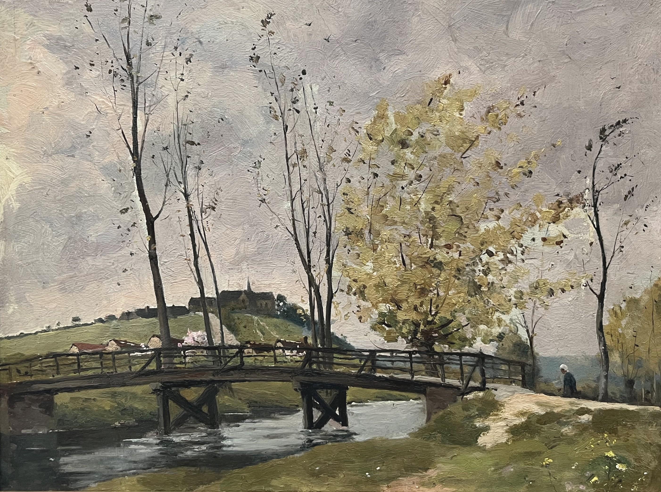 Paul Lecomte (1842-1920)
Landscape with a bridge
Oil on cardboard panel
25 x 33 cm
Framed  : 33 x 41 cm

This painting by Paul Lecomte is not signed but it has a very good provenance as it comes from the collection of his nephew Paul-Emile Lecomte.