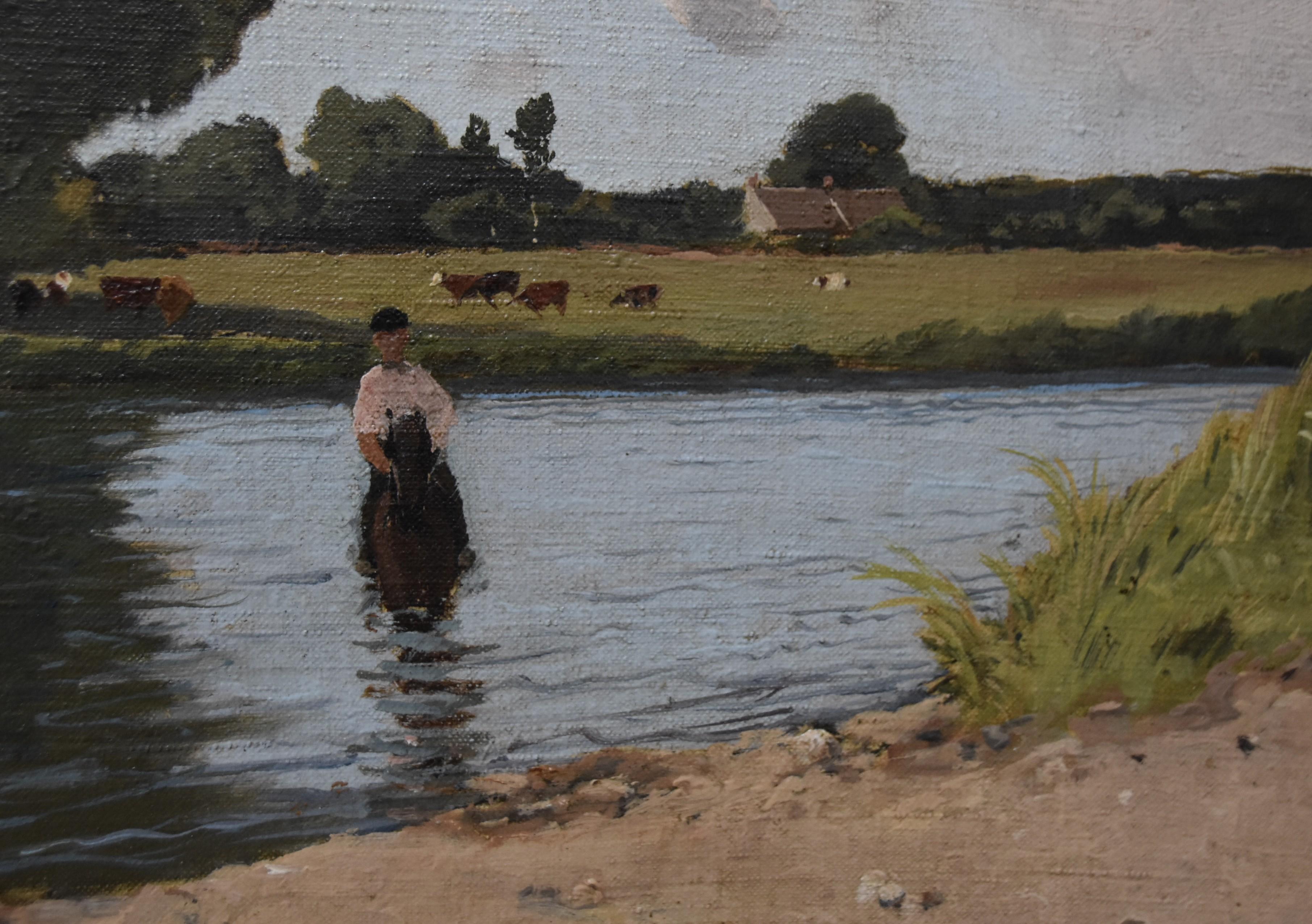 Paul Lecomte (1842-1920)
Paysage avec cavaliers au bord d'un étang
Huile sur toile
signé en bas à droite
32 x 46 cm
En très bon état :
Quelques fantaisies visibles sous UV en haut à droite et sur le bord supérieur. Quelques petites pertes sur le