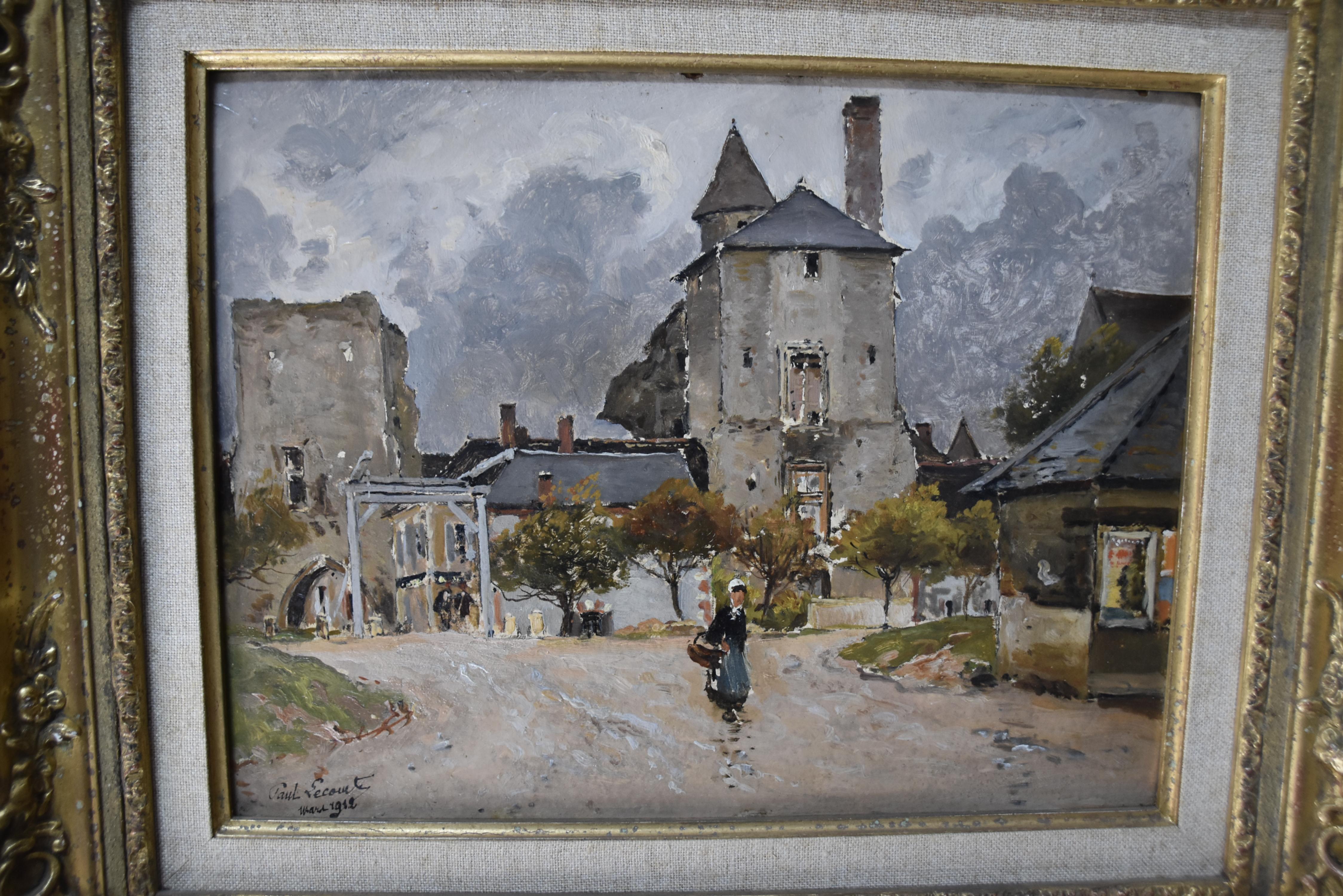 Paul Lecomte (1842-1920) Back from the market , 1912, signed oil painting 12
