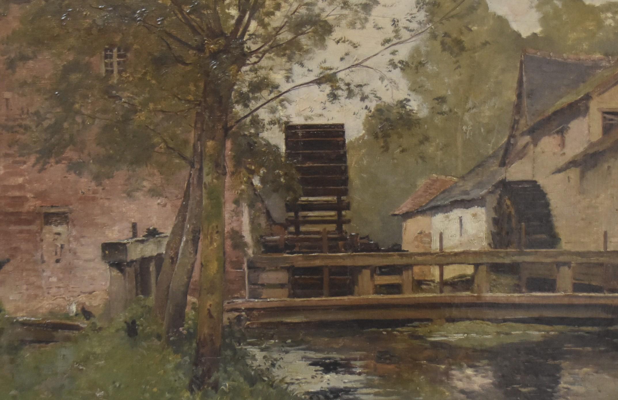 Paul Lecomte (1842-1920) The Watermill, signed oil painting 10