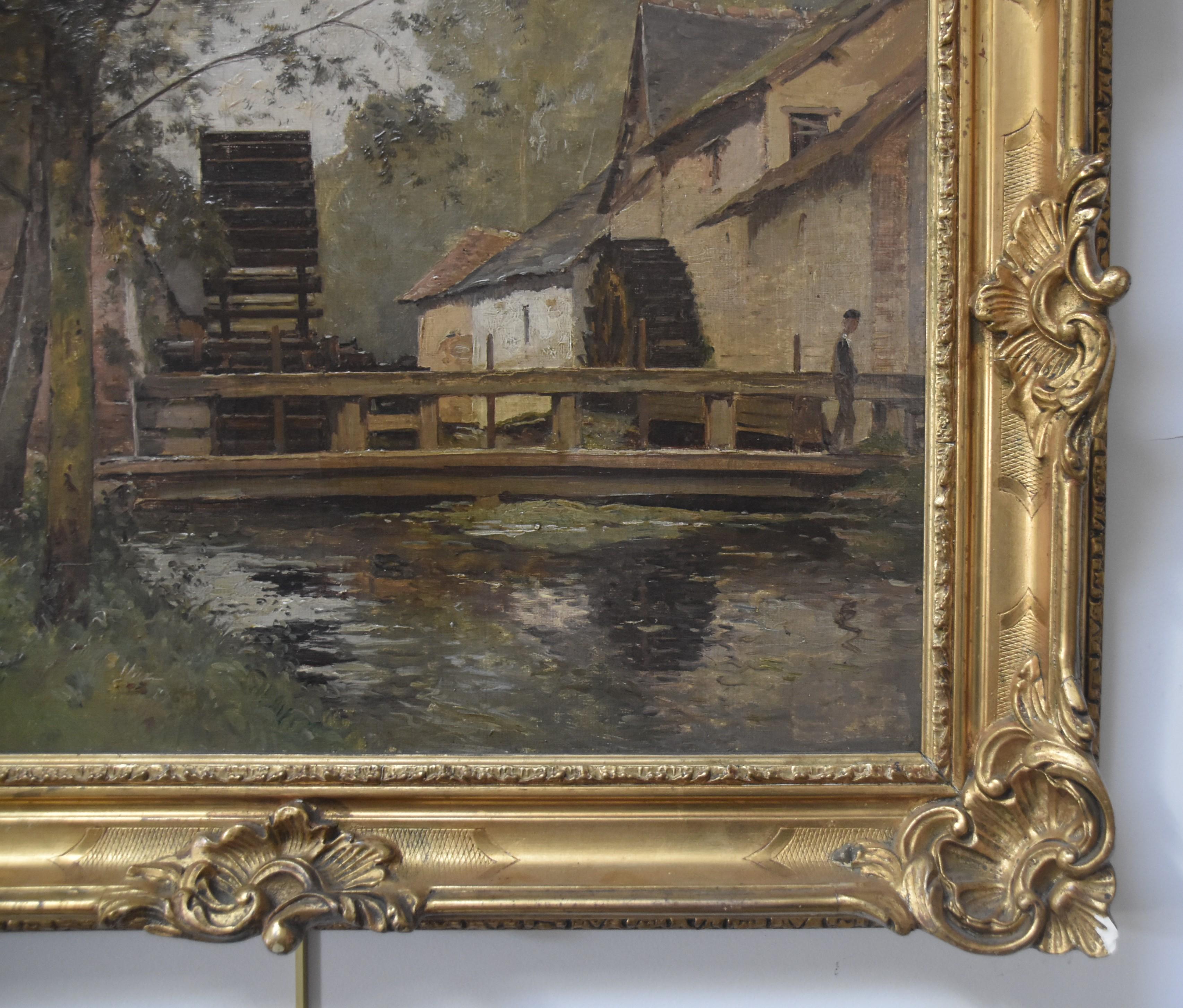 Paul Lecomte (1842-1920) The Watermill, signed oil painting 2