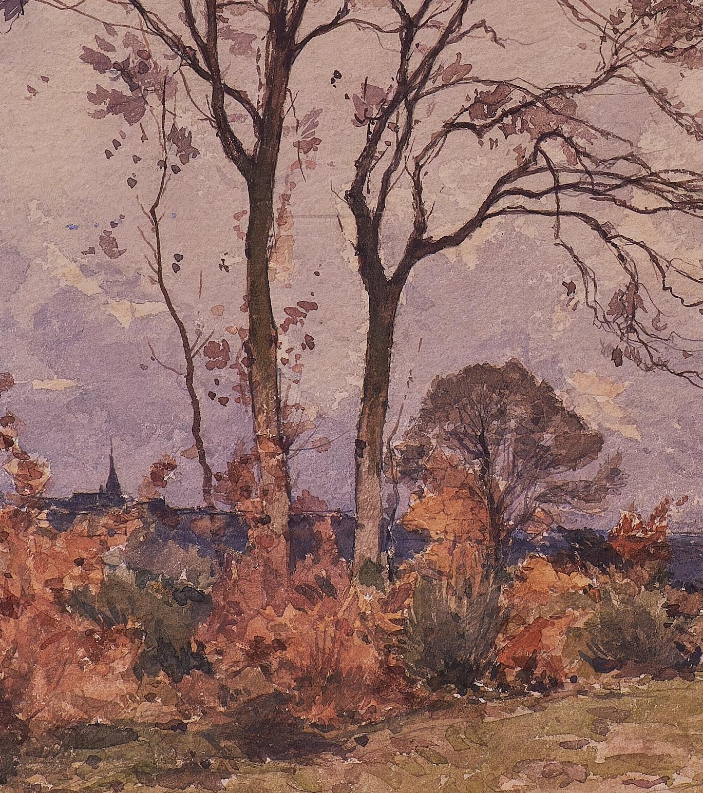 Paul Lecomte (1877-1950, francés) Paisaje otoñal en acuarela en venta 2