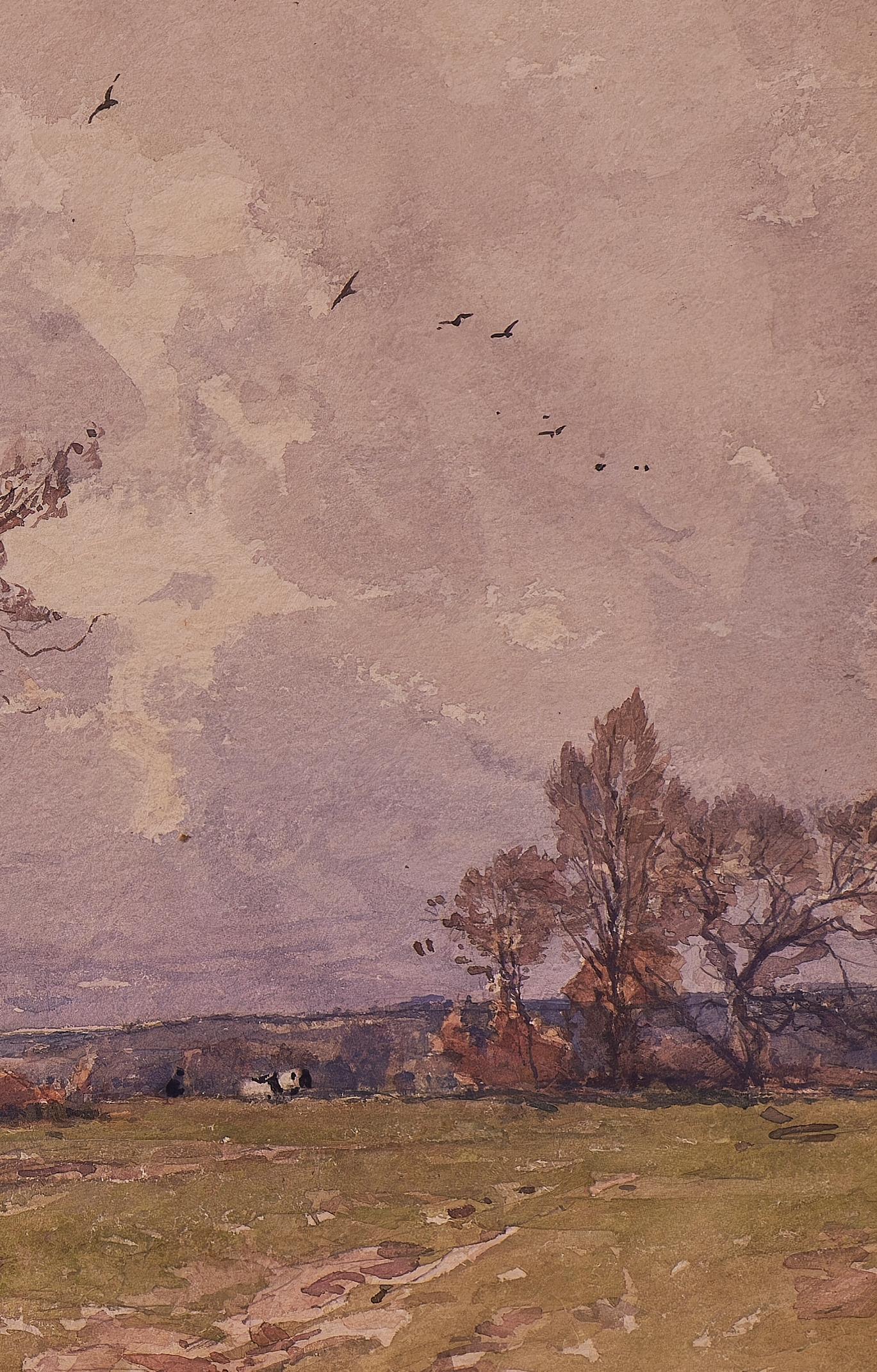 Paul Lecomte (1877-1950, francés) Paisaje otoñal en acuarela en venta 3