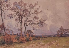 Vintage Paul Lecomte (1877-1950, French) Fall Watercolor Landscape Painting