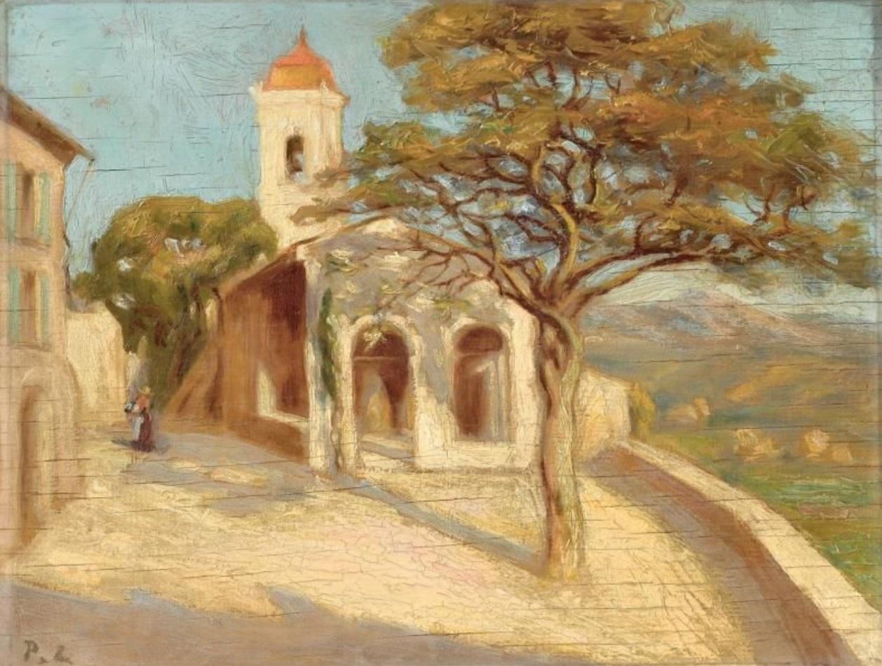 Landscape Painting Paul Leduc - La chapelle de protection de Cagnes