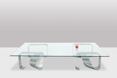 Paul Legeard. Table basse chromée, années 1970.