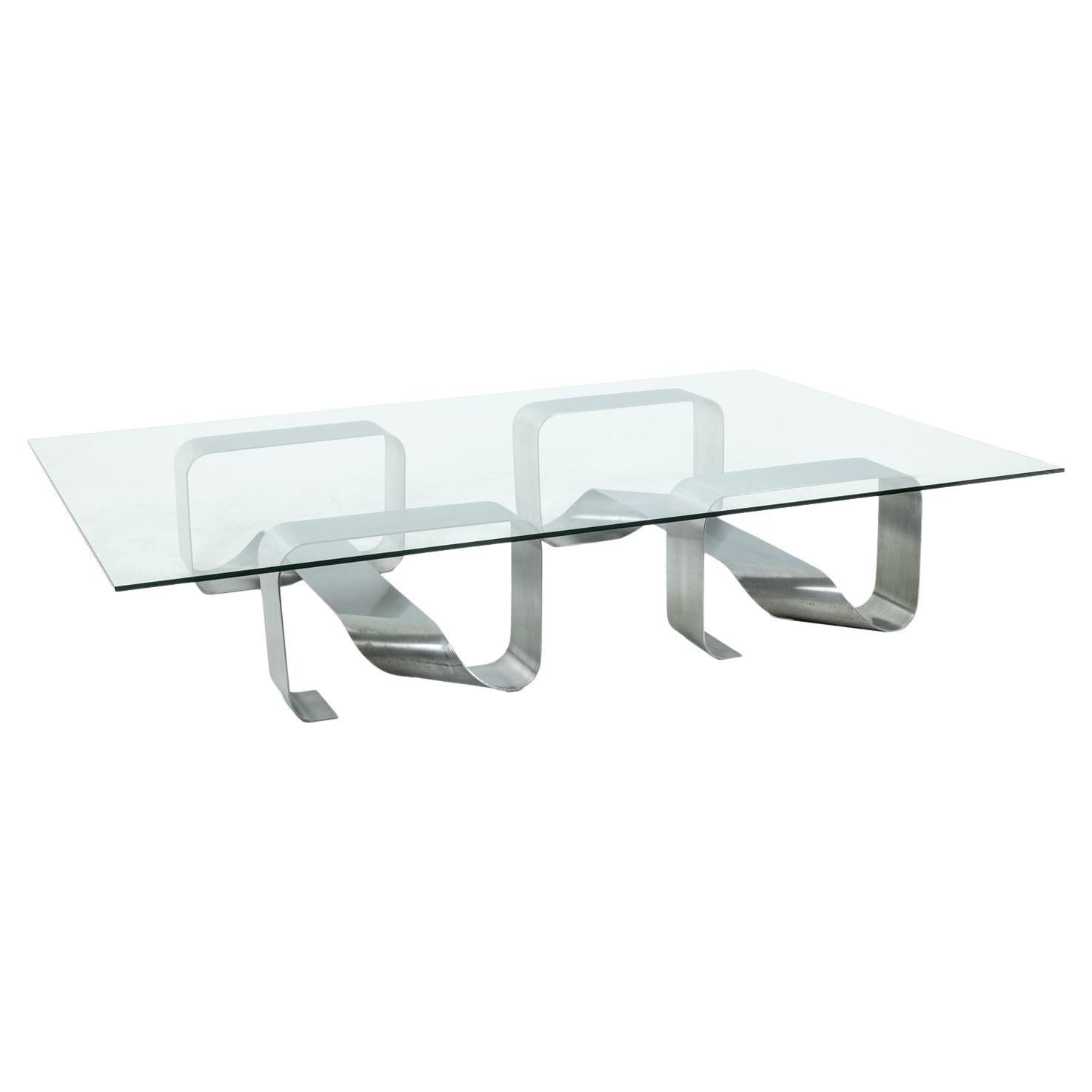 Paul Legeard. Chromed metal coffee table. 1970s.