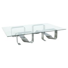 Paul Legeard. Table basse chromée, années 1970.