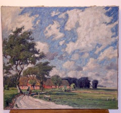 Landscape with Farmhouses by Paul Lehmann-Brauns Fahrwasser, Oil on Canvas