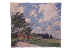 Landscape with Farmhouses by Paul Lehmann-Brauns Fahrwasser, Oil on Canvas