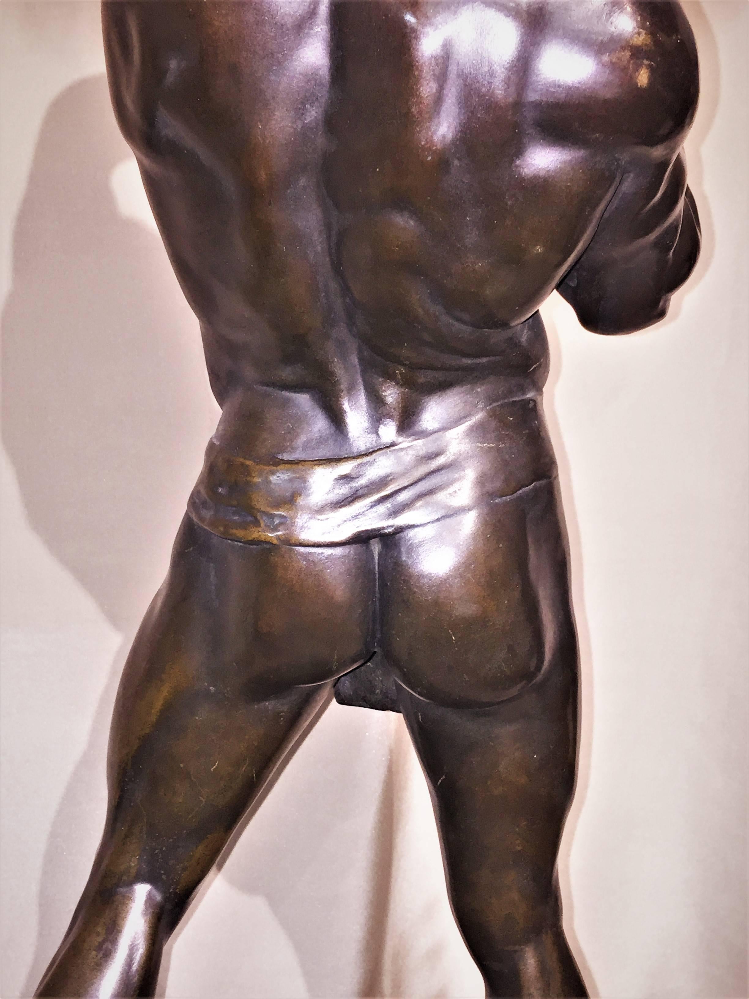 Patiné Paul Leibküchler, Sisyphe, Sculpture en bronze du Jugenstil allemand, vers 1900 en vente