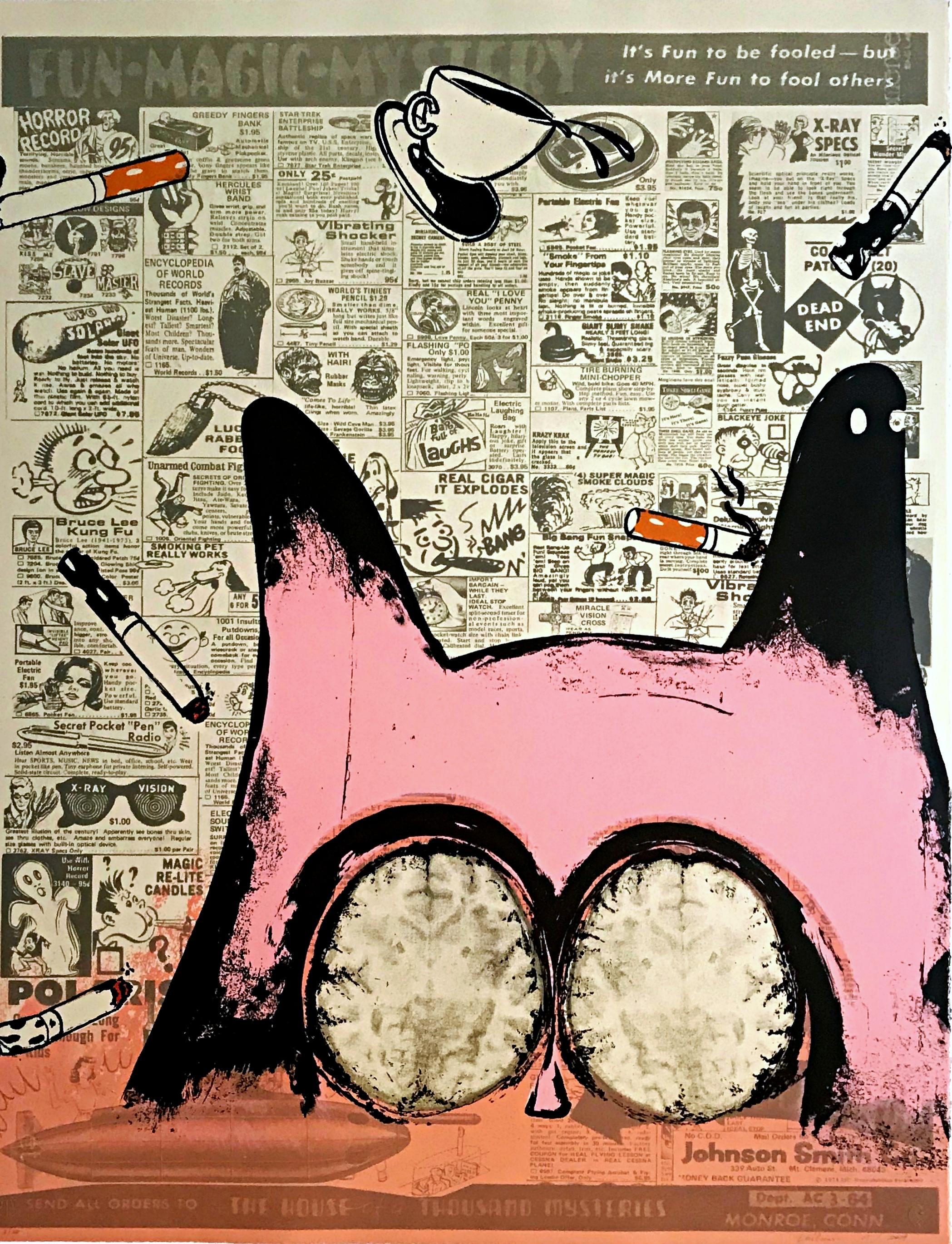 Coffee + Cigarettes, litografia su carta da giornale grigia Somerset, edizione firmata di 10 esemplari