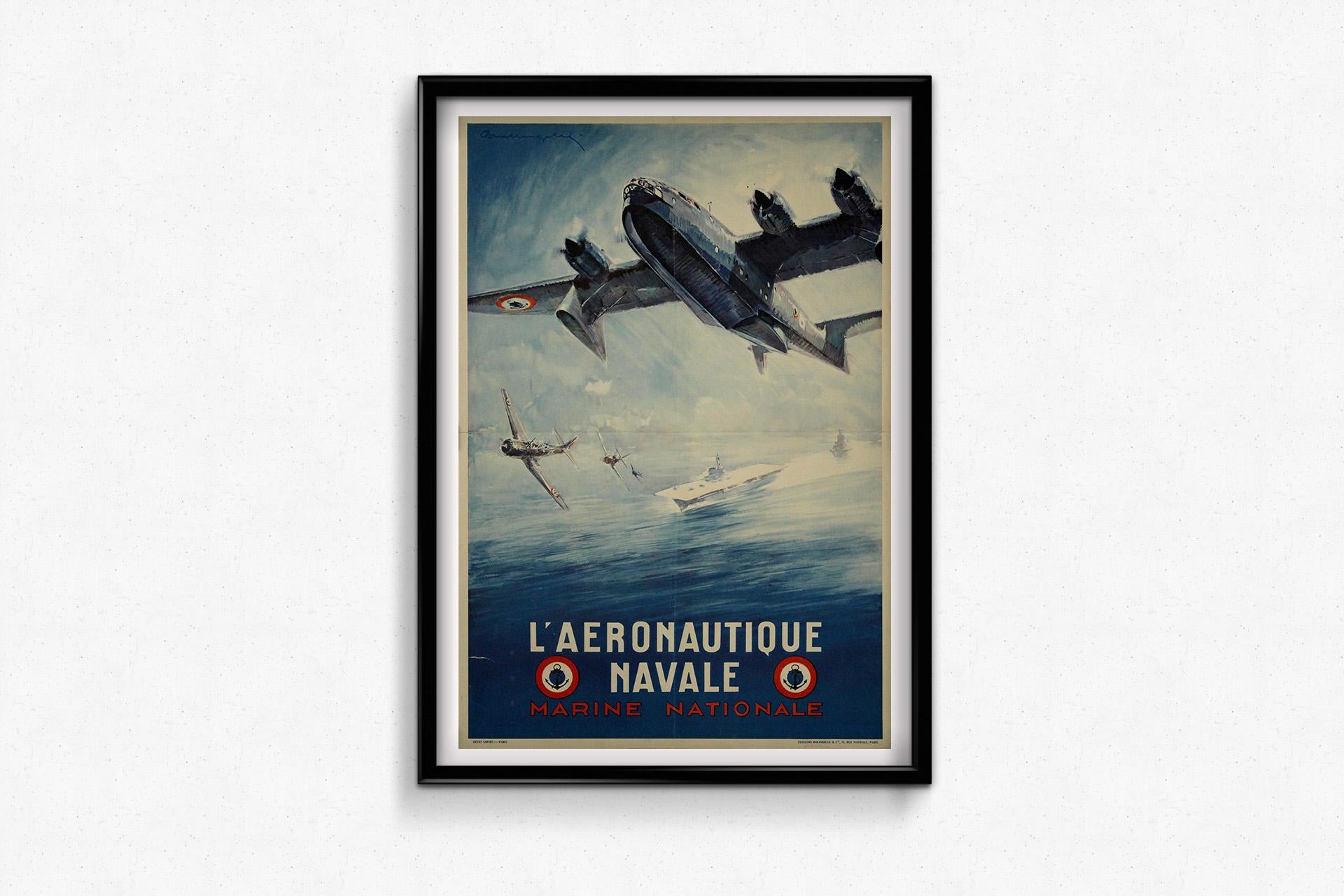 Circa 1940 original poster by renowned artist Paul Lengellé is a striking t For Sale 1