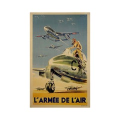 Circa 1950 original poster for L’Armée de l’Air, designed by Paul Lengellé