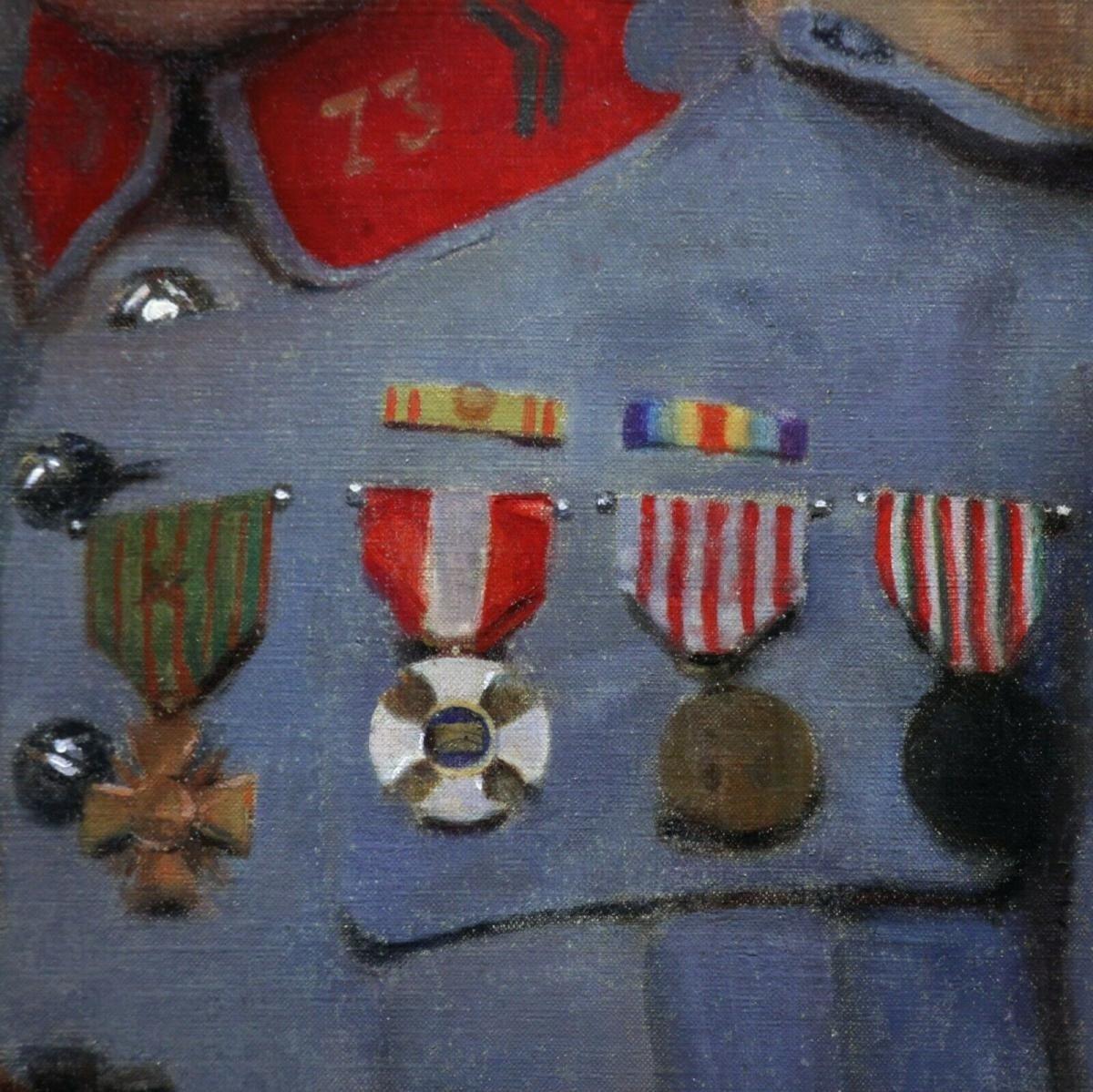 Pittura a olio su tela datata 1921, ritratto militare di Paul LeRoyer - Painting Scuola francese di Paul Leroy