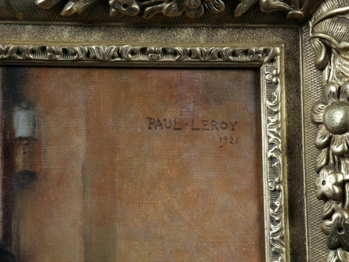 Pittura a olio su tela datata 1921, ritratto militare di Paul LeRoyer - Portrait Painting Oro di Paul Leroy