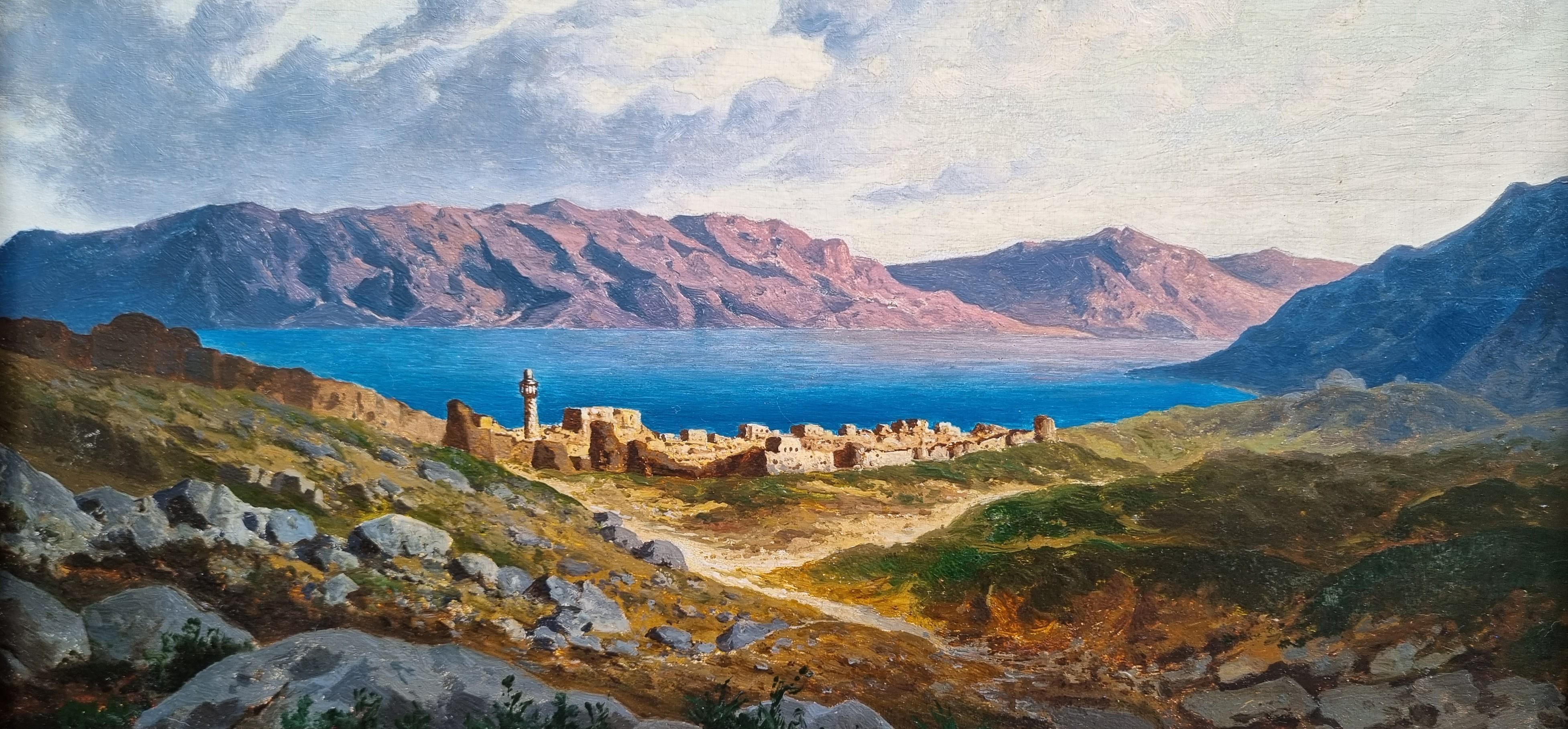 Painting Tiberias Lake by Paul LINKE German orientalist painter Late 19th For Sale 3